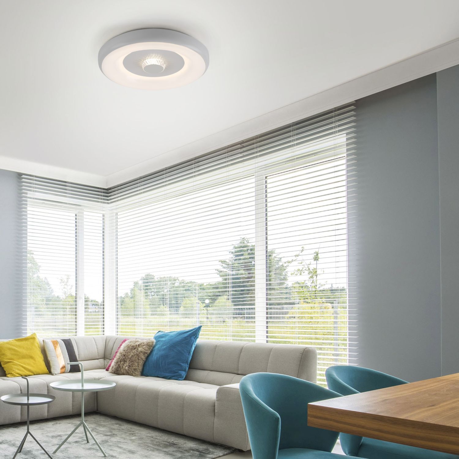 LED Deckenlampe Weiß RGB Beleuchtung mit Ø39 cm 2200 lm Dekoration für Zuhause, Fenster