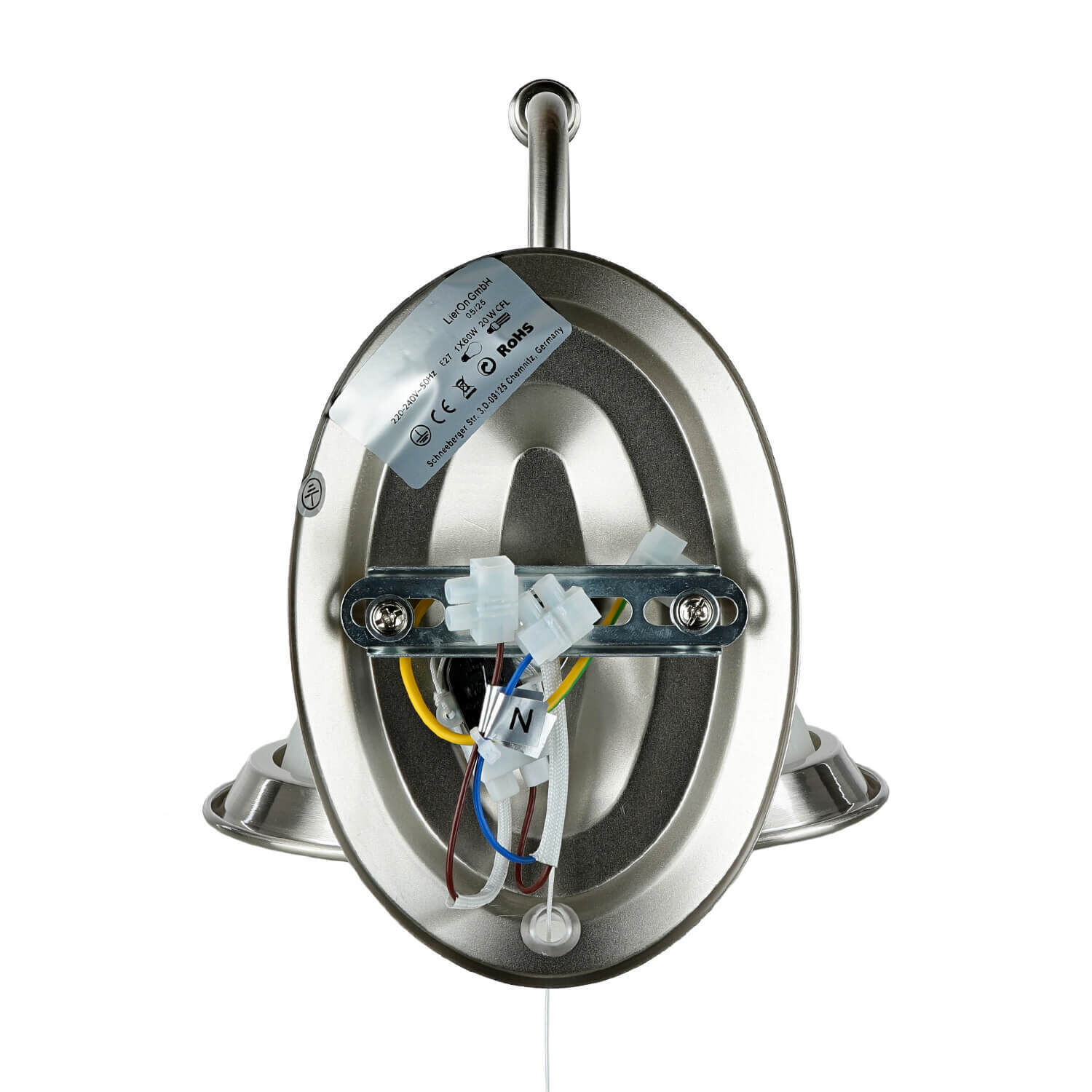 Jugendstil Wandleuchte E27 mit Glasschirm Silbern