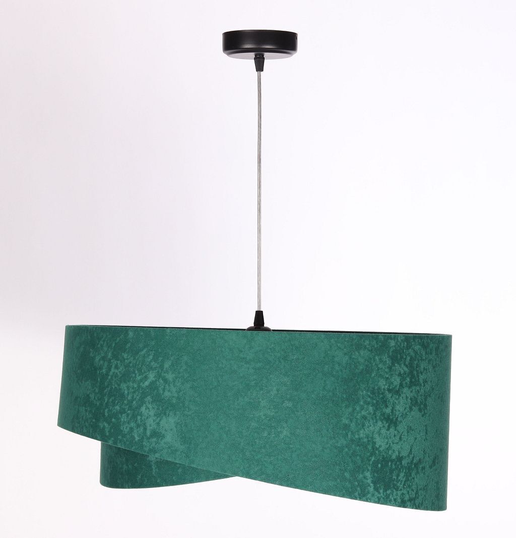 Suspension Tissu E27 rond D : 50 cm Vert Or Aspect velours