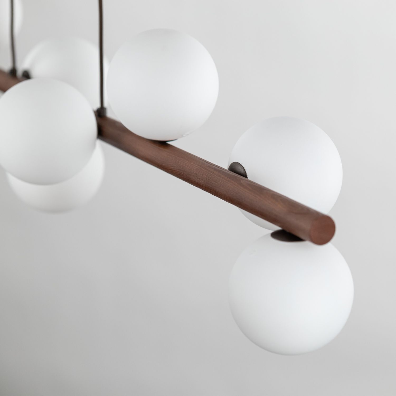 Suspension métal bois verre L : 117 cm H : max. 125 cm 9x G9