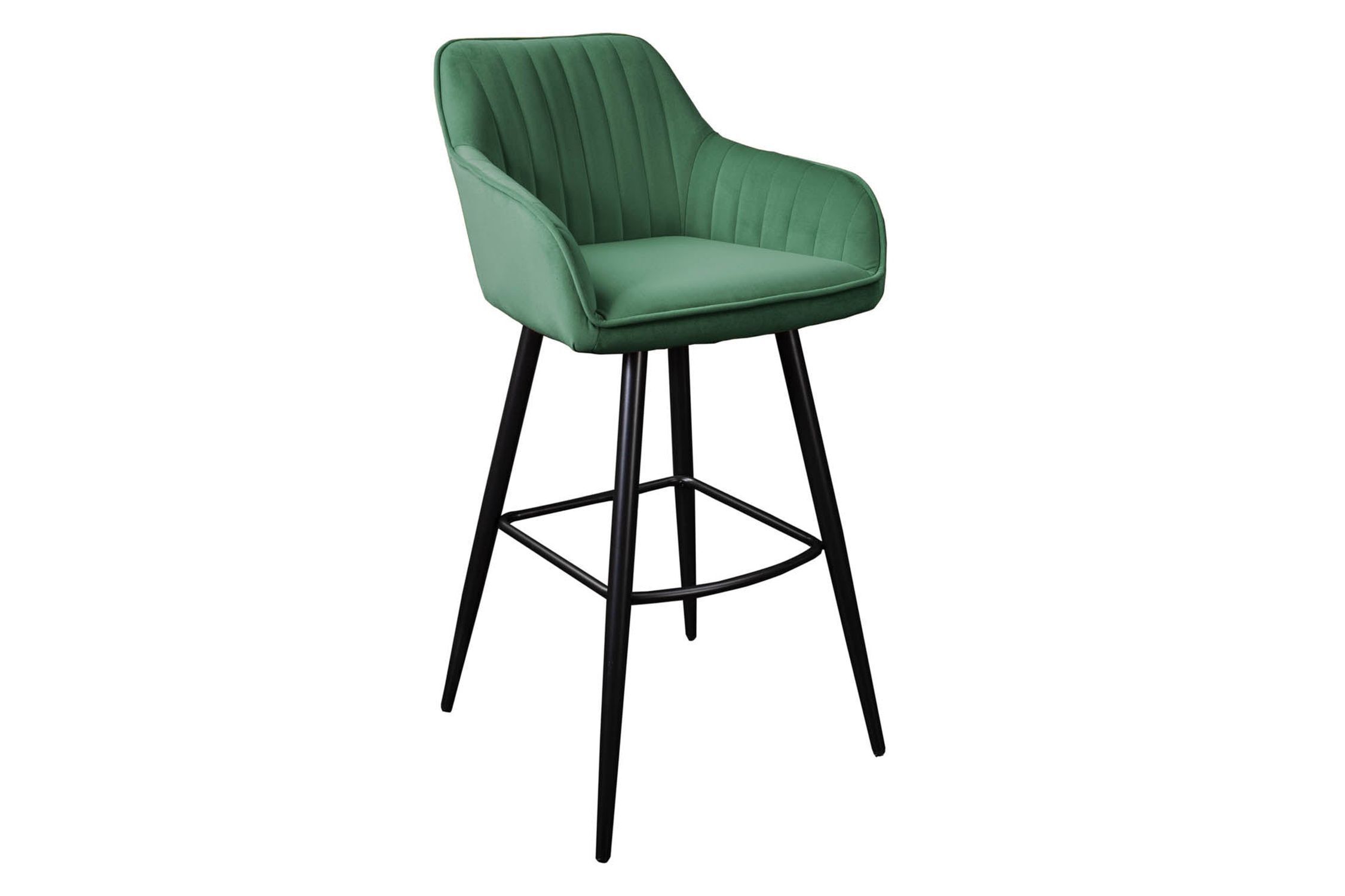 Chaise de bar avec dossier velours métal vert noir