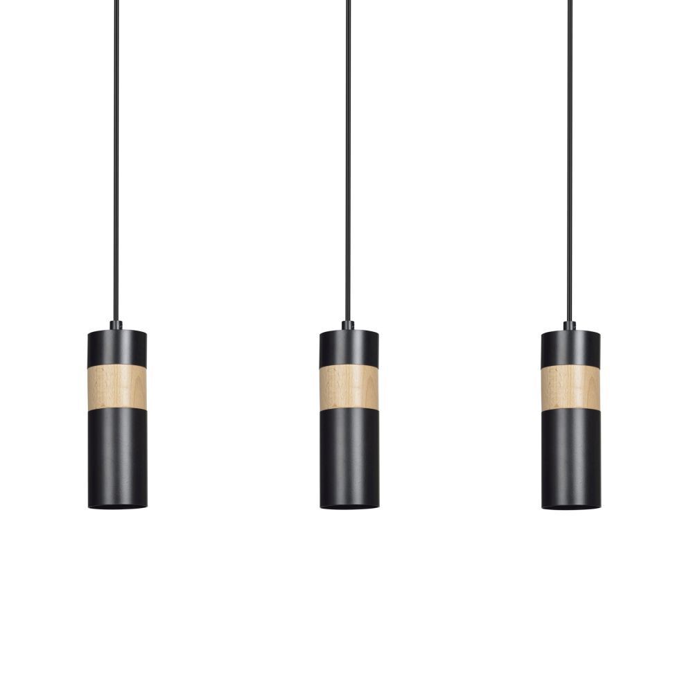 Suspension Noir Scandinave 3 flammes GU10