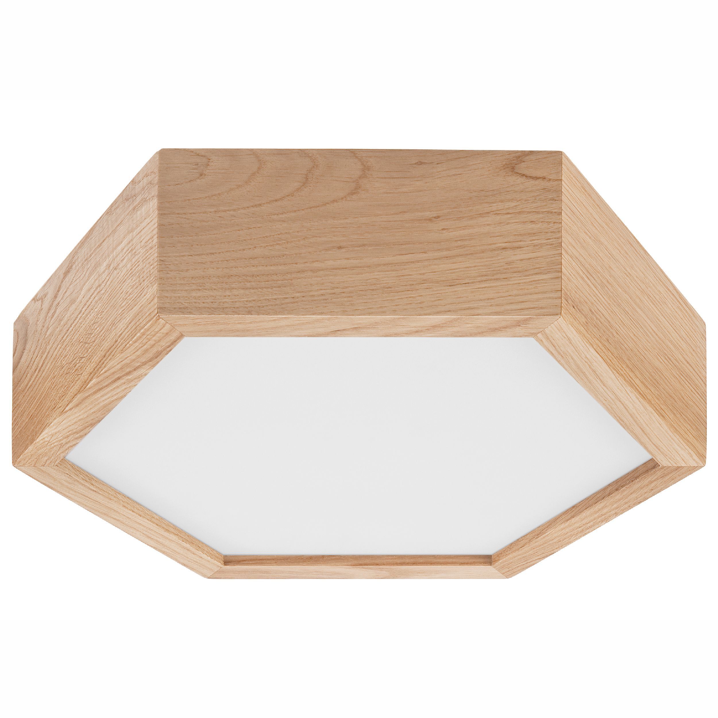 Plafonnier bois verre hexagonal E27 32 cm de large Salon