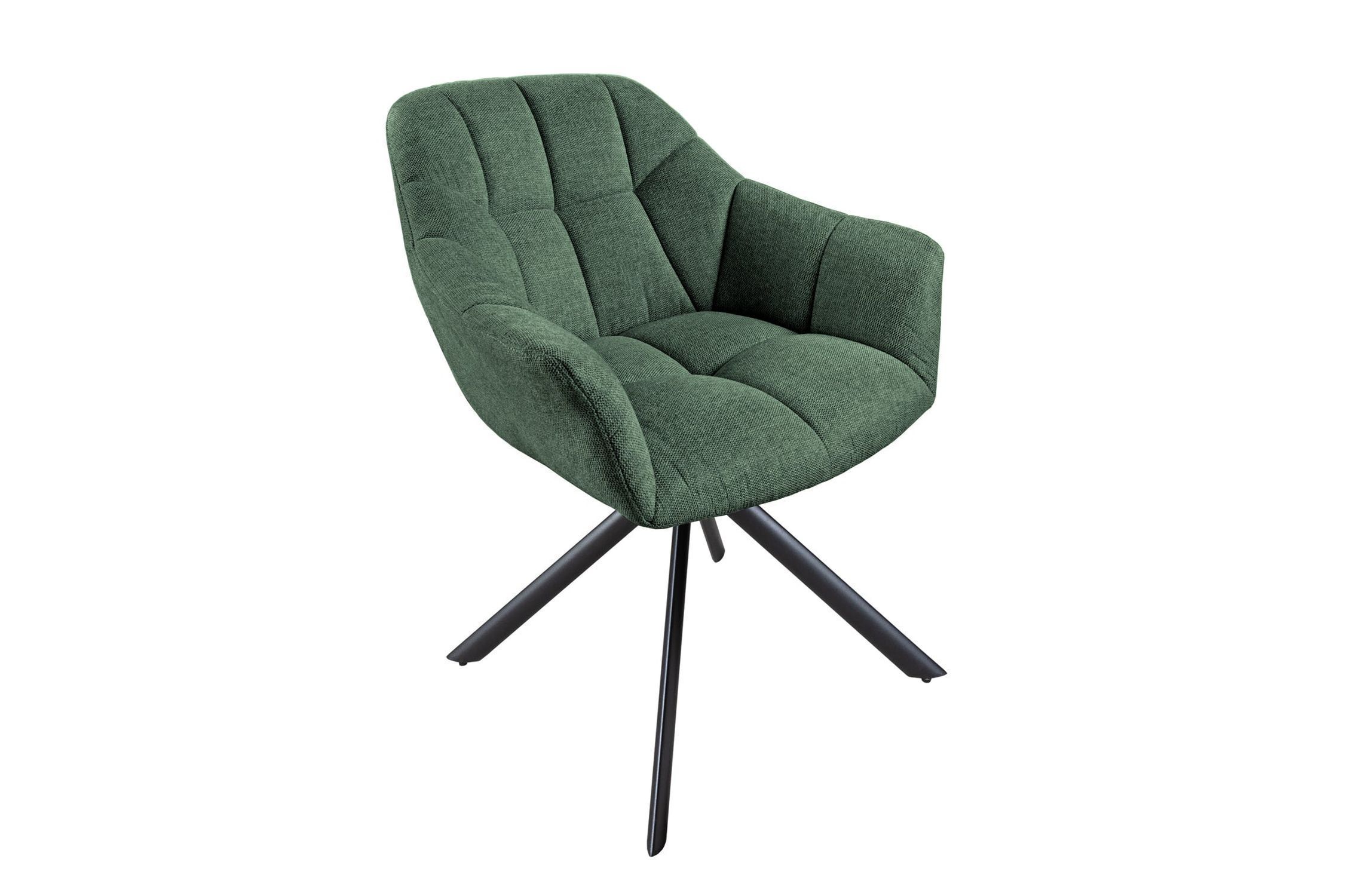 Chaise de bureau sans roulettes verte noire en tissu métal pivotant