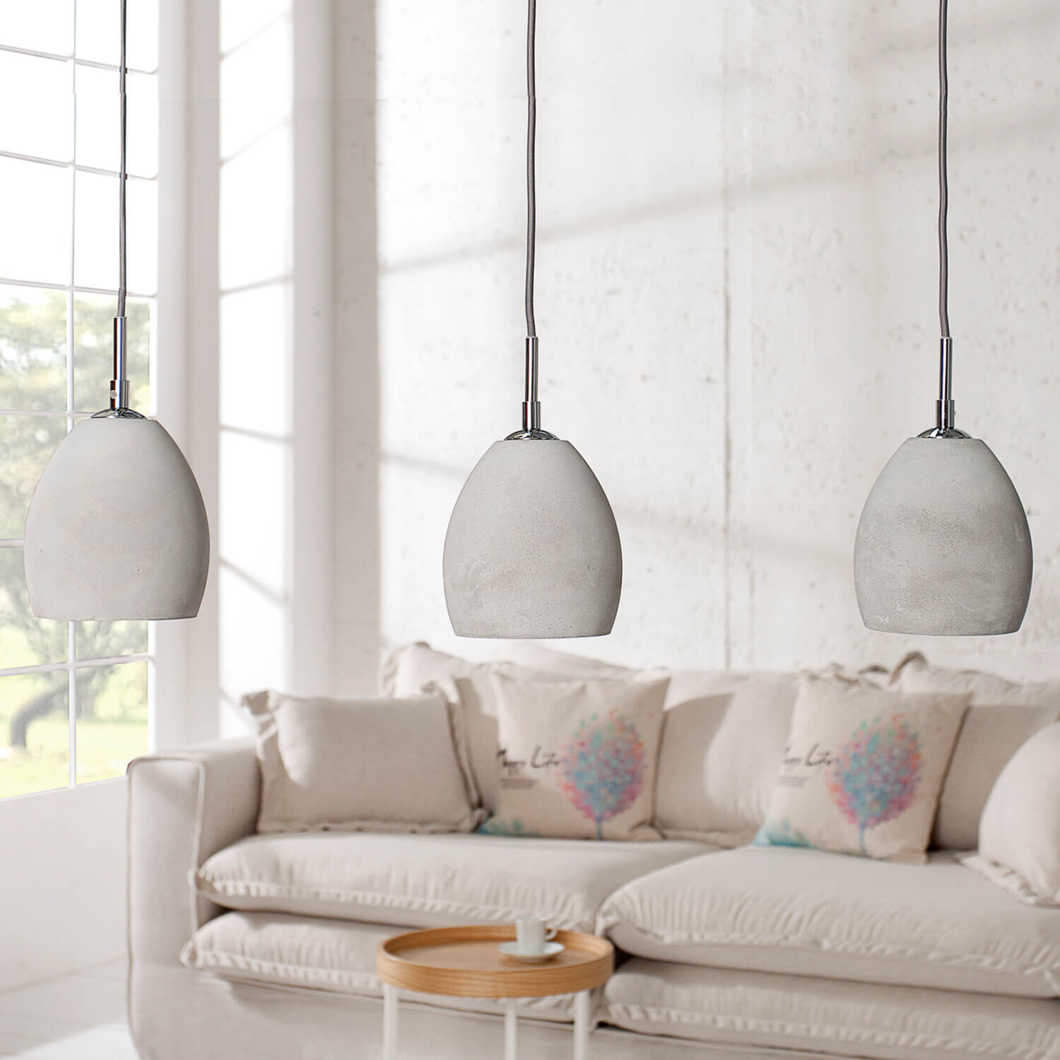 Lampe à suspendre en béton E14 Design moderne particulier Dekoration für Zuhause, Couch, Wohnzimmer, Lampe, Kissen