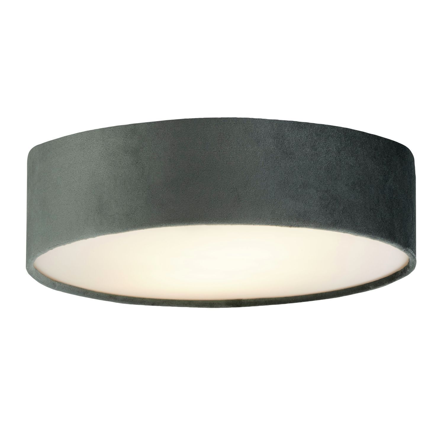 Plafonnier velours Abat-jour rond Ø 38 cm petit gris 2x E27