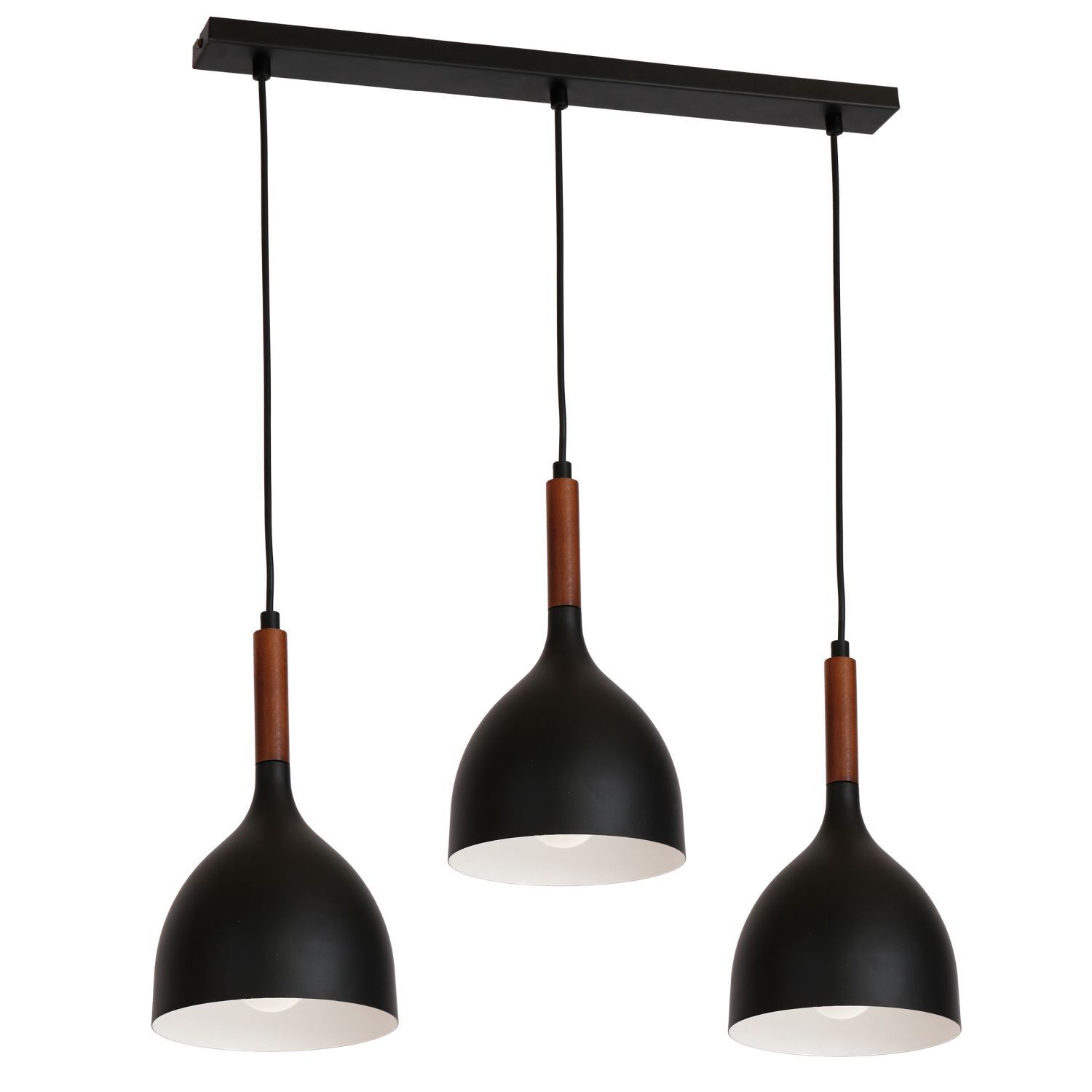 Suspension noir métal bois allongé