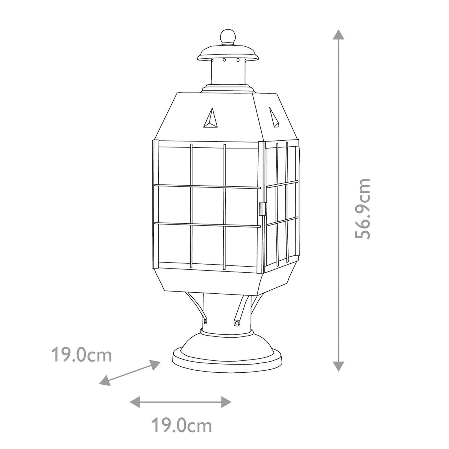 Luminaire de socle extérieur laiton massif verre 56,9 cm IP44 E14
