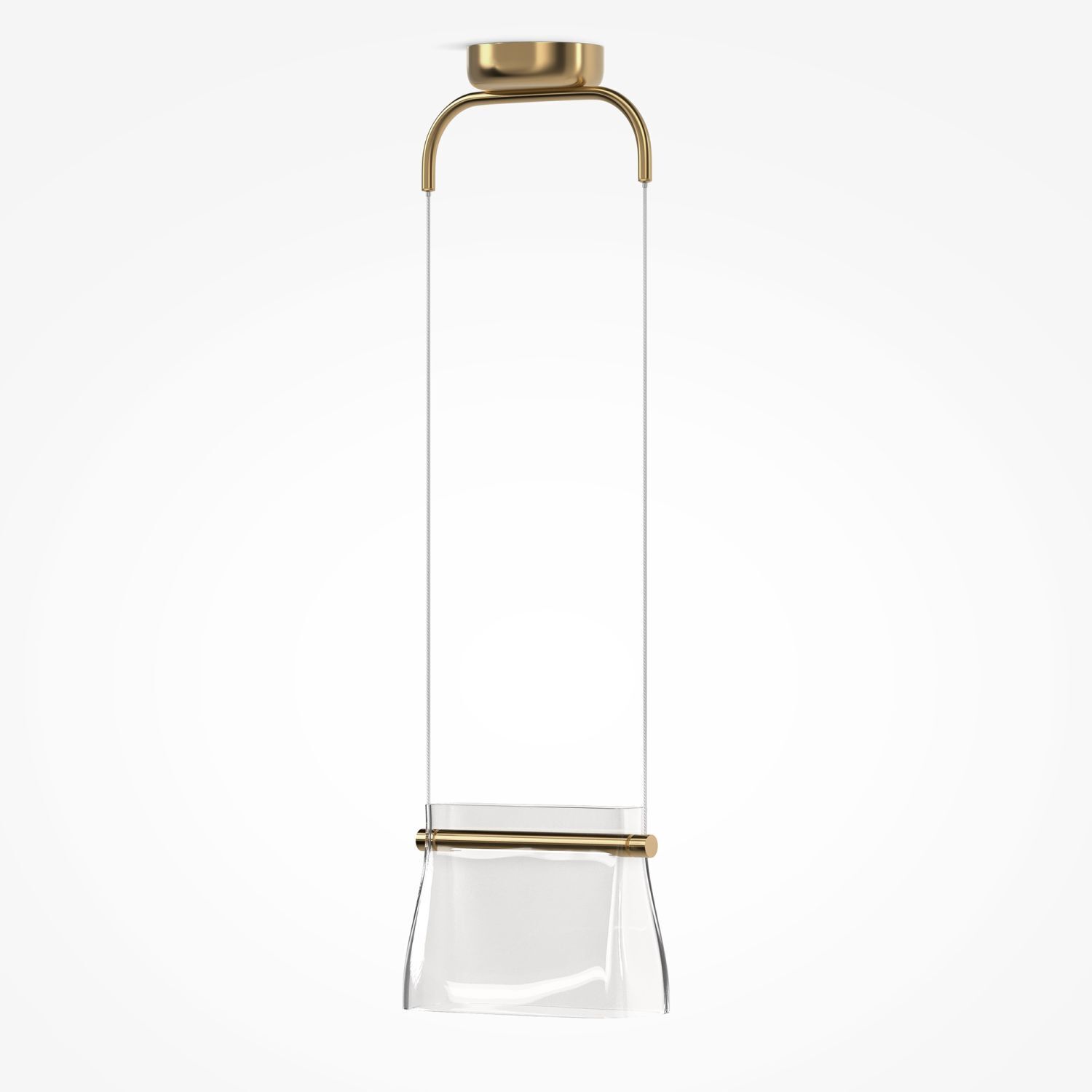 Suspension métal verre LED H : max. 329 cm en laiton