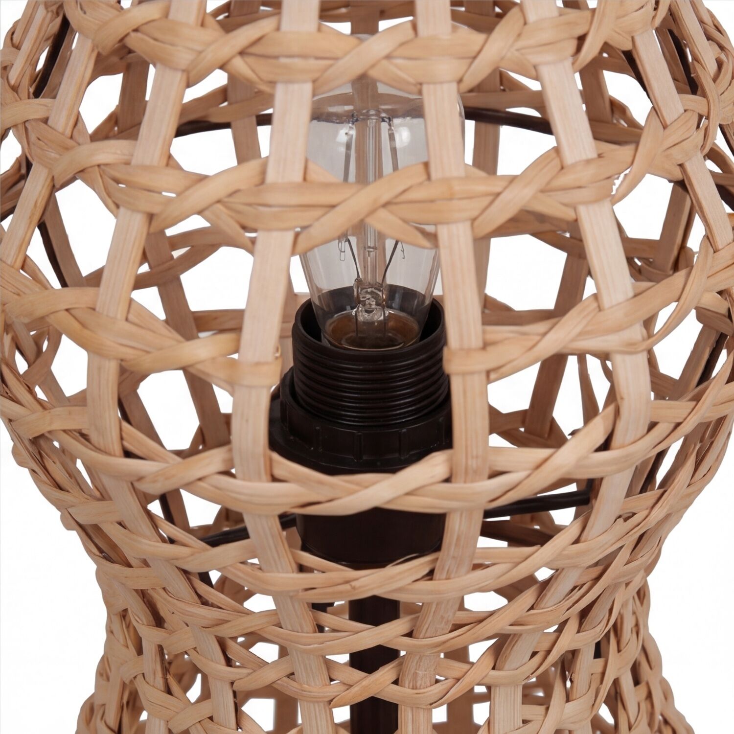 Stehlampe Rattan Natur 111 cm 4-flmg E27 Skandinavisch Lampe, Geflecht, Korb, Rattan, Glühbirne