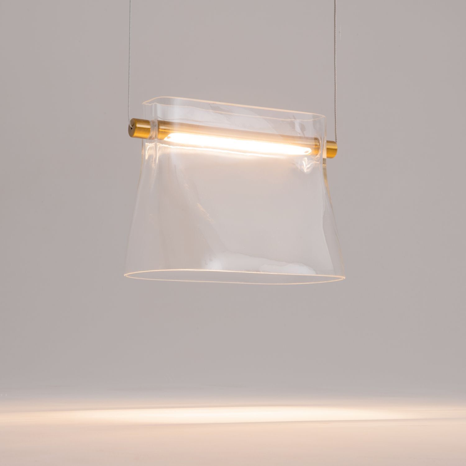Suspension métal verre LED H : max. 329 cm en laiton