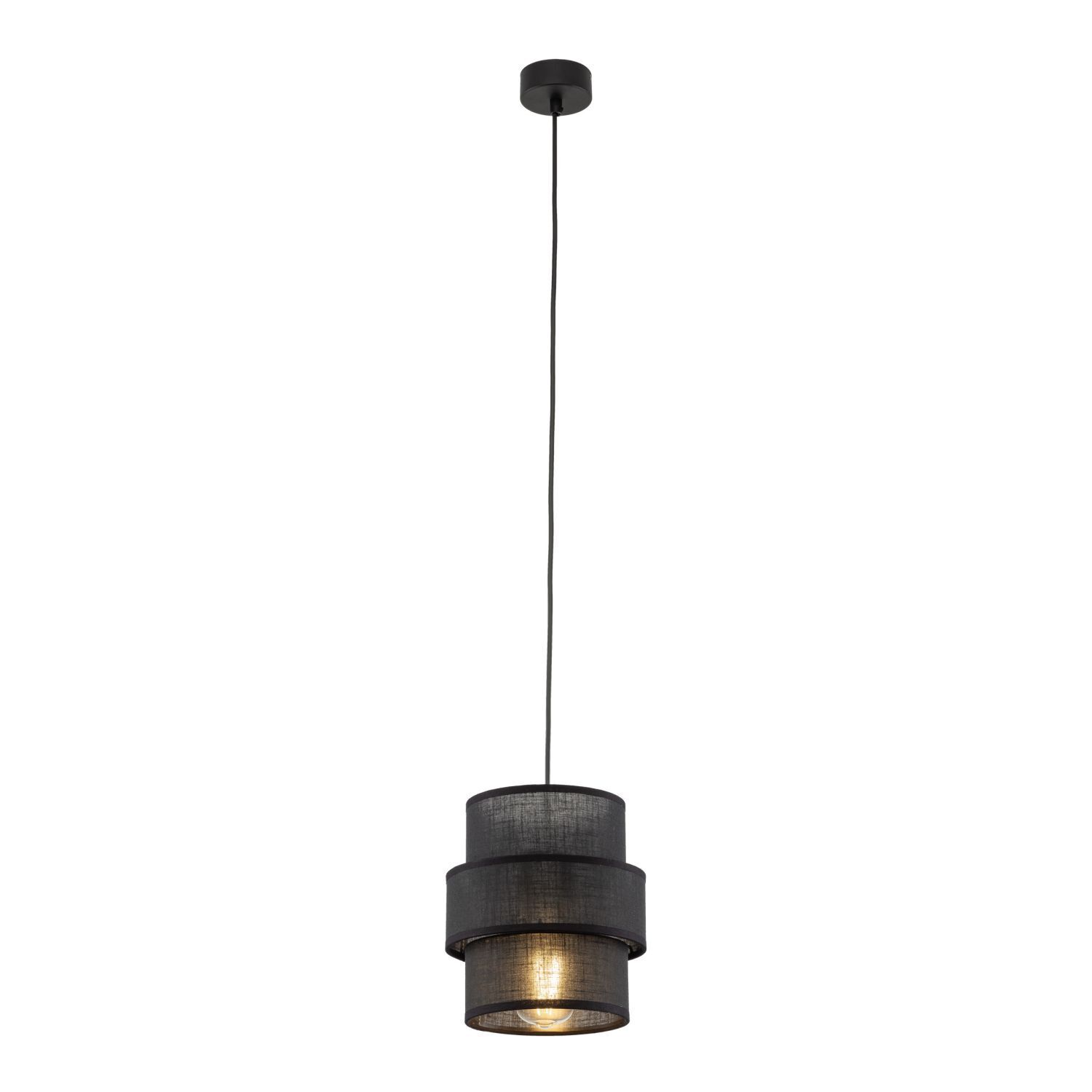 Suspension Noir E27 D : 20 cm ronde Moderne Tissu Lampe, Kronleuchter