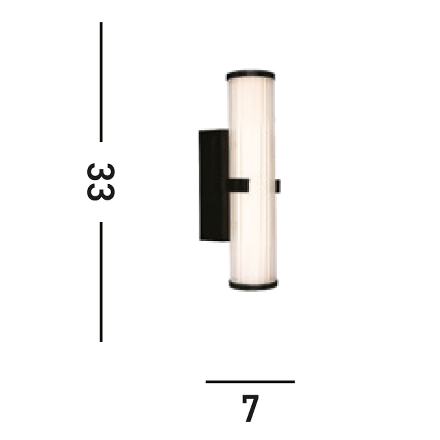 Applique LED Métal Verre IP44 H:32,5 cm Noir Blanc