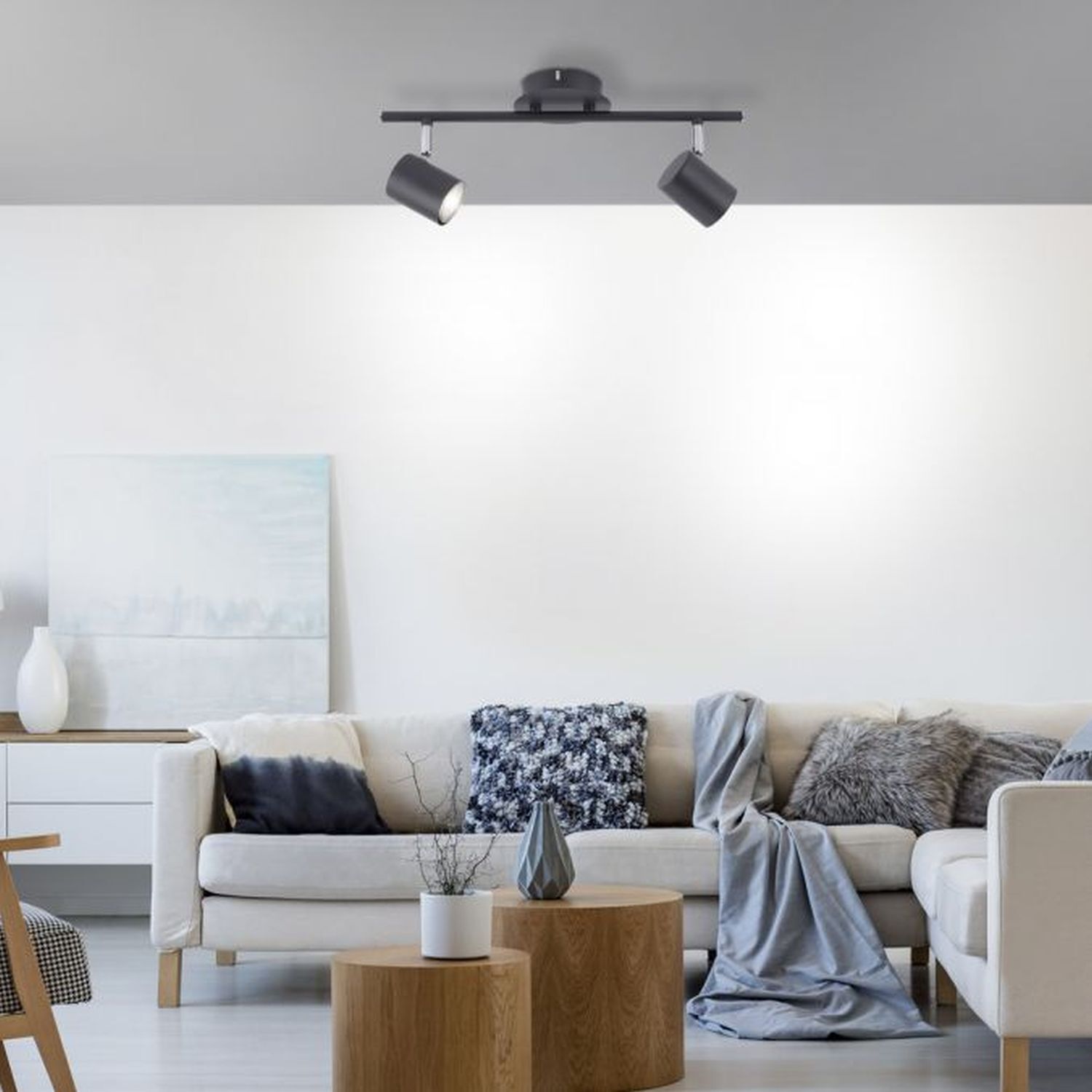 Spot de plafond flexible métal noir GU10 2 flammes