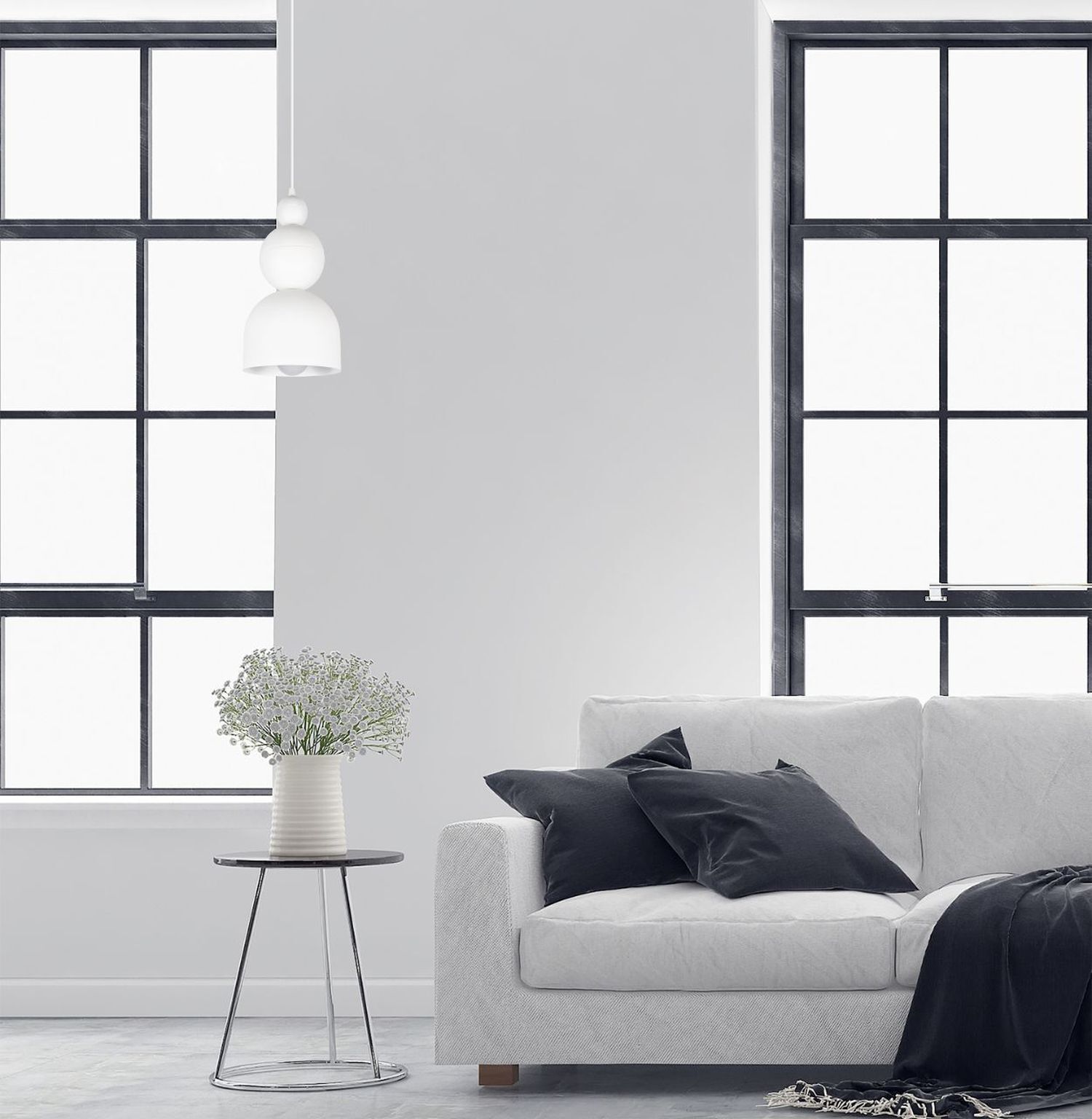 Lampe à suspendre blanche métal Loft Design E27 L:17 cm ronde
