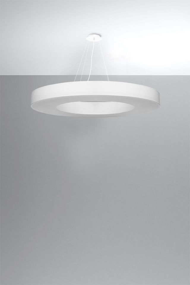 Suspension Ring Blanc Ø 90 cm rond 8x E27 Tissu