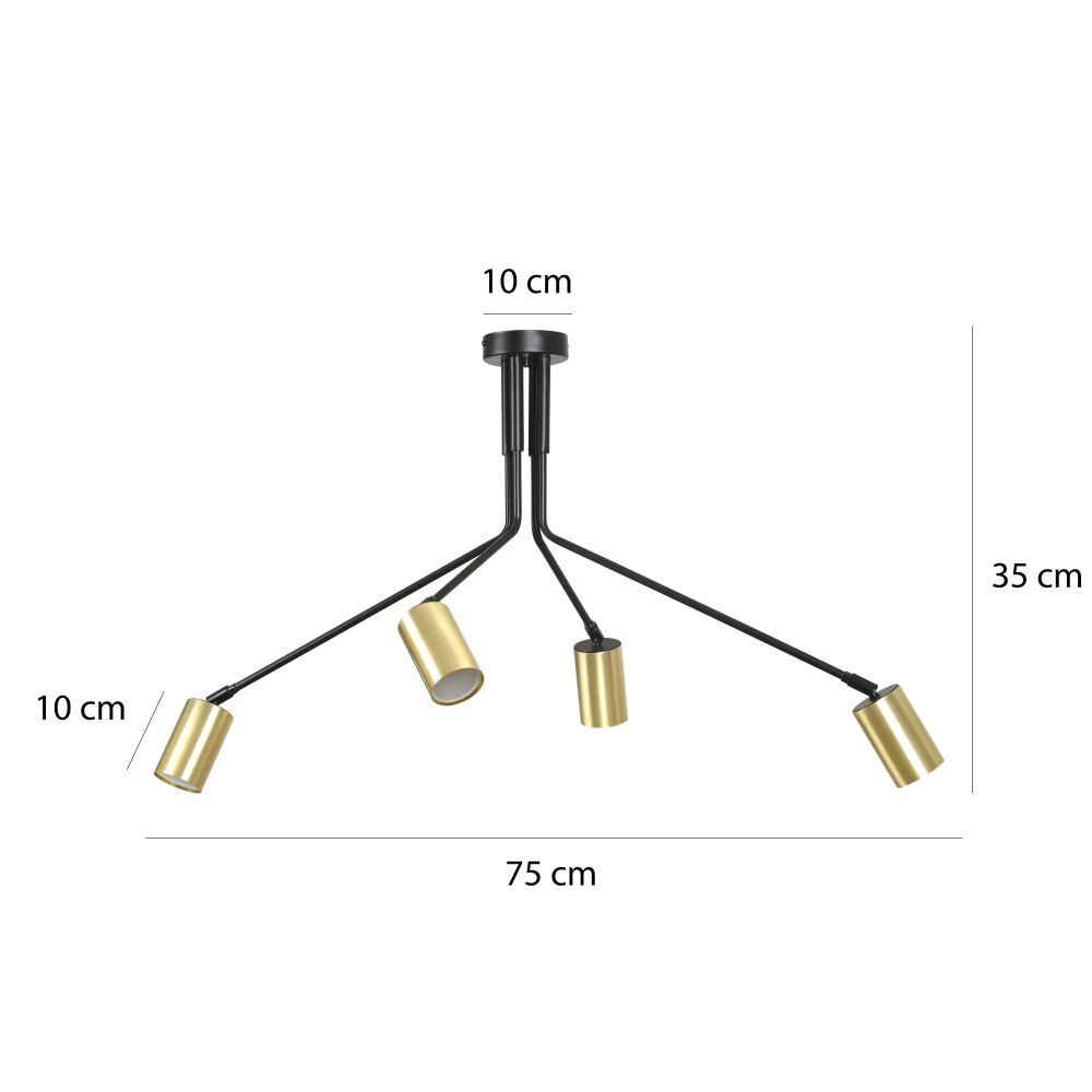 Spot de plafond noir or 4x GU10 Moderne orientable