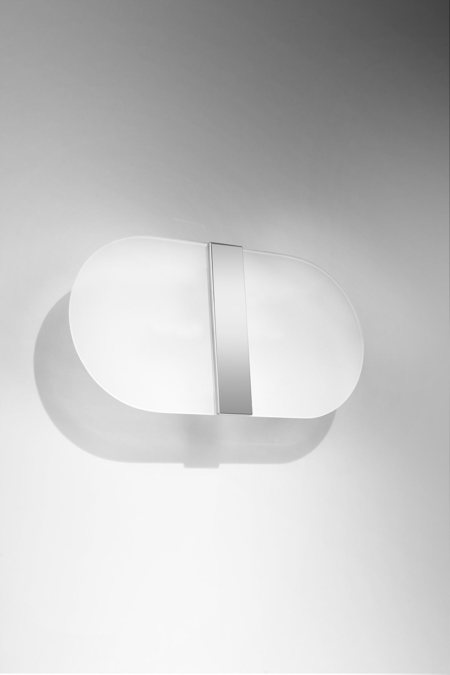 Applique verre métal anti-éblouissement 35 cm de large blanc chrome
