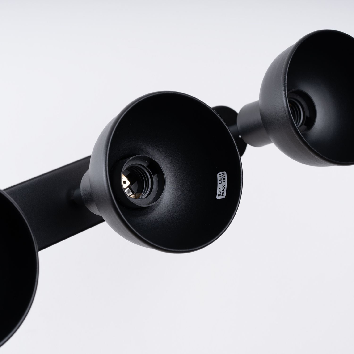 Deckenspot flexibel Schwarz Stahl E27 59 cm 3-flammig lampenschirm, spotlight, aufhängung, schwarz, metall