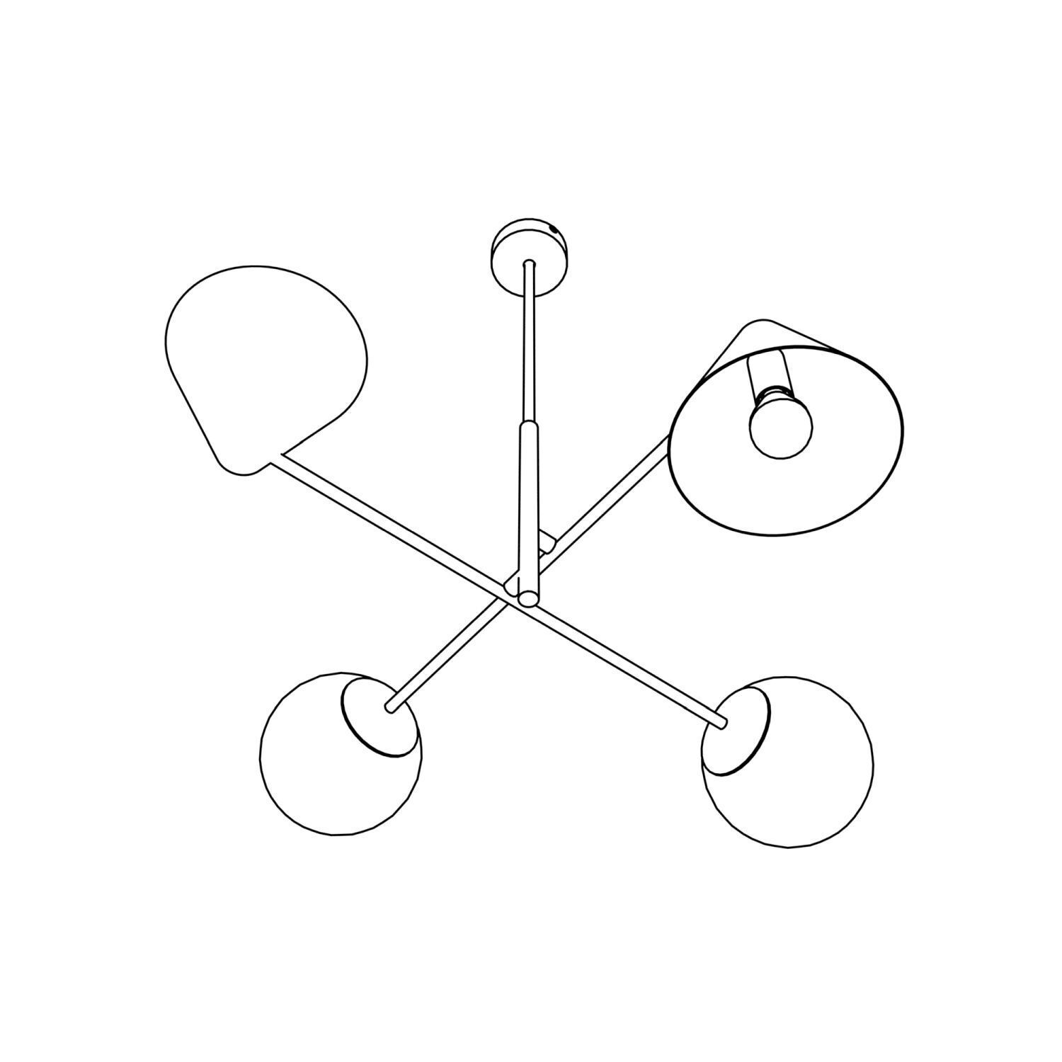 Schwarze Deckenlampe Metall Glas B:70 cm E14 blendarm Deckenleuchte, Kronleuchter, Pendelleuchte, Vier Arme, Modern