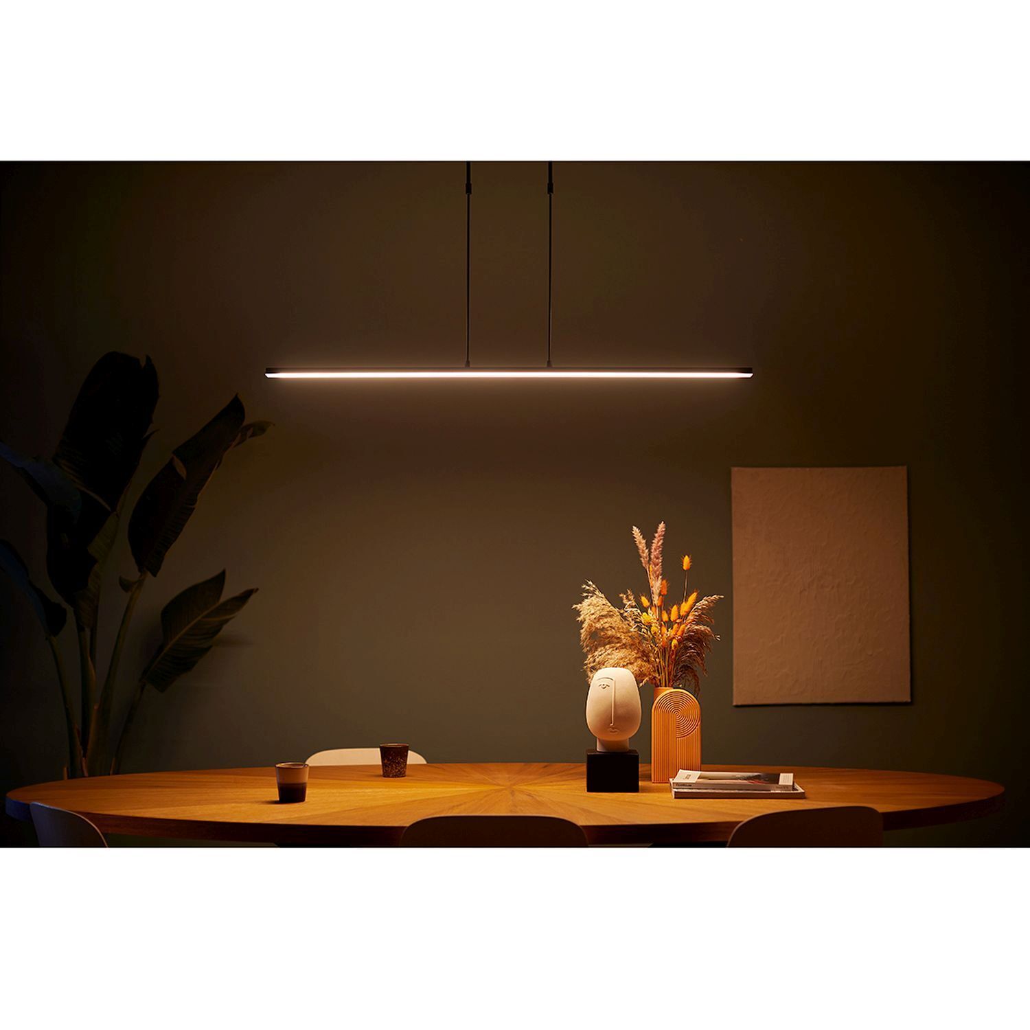 Plafonnier LED long à intensité variable noir 122 cm 4000 K