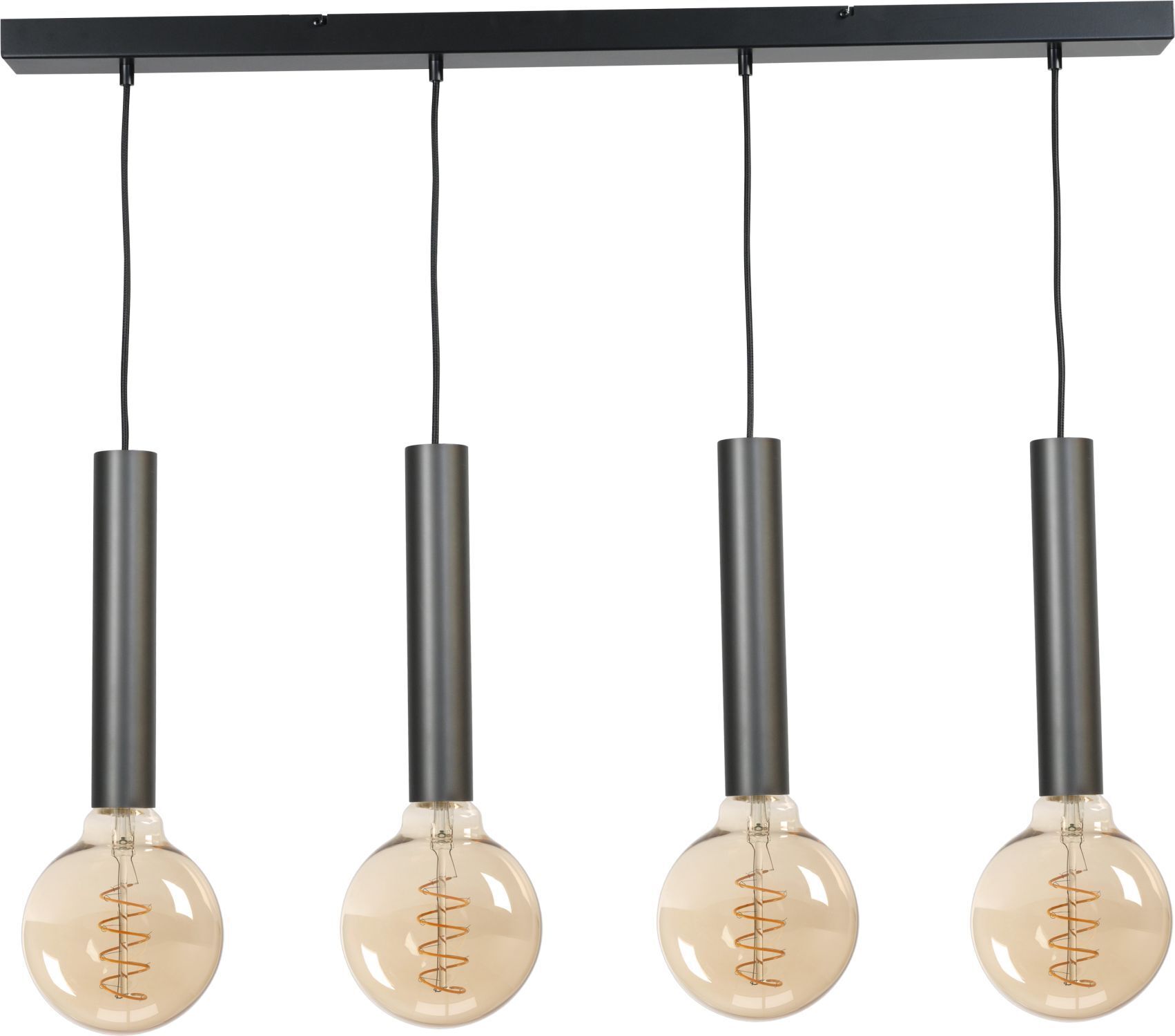 Elégante lampe à suspendre de table de salle à manger noire pour 4x E27 métal