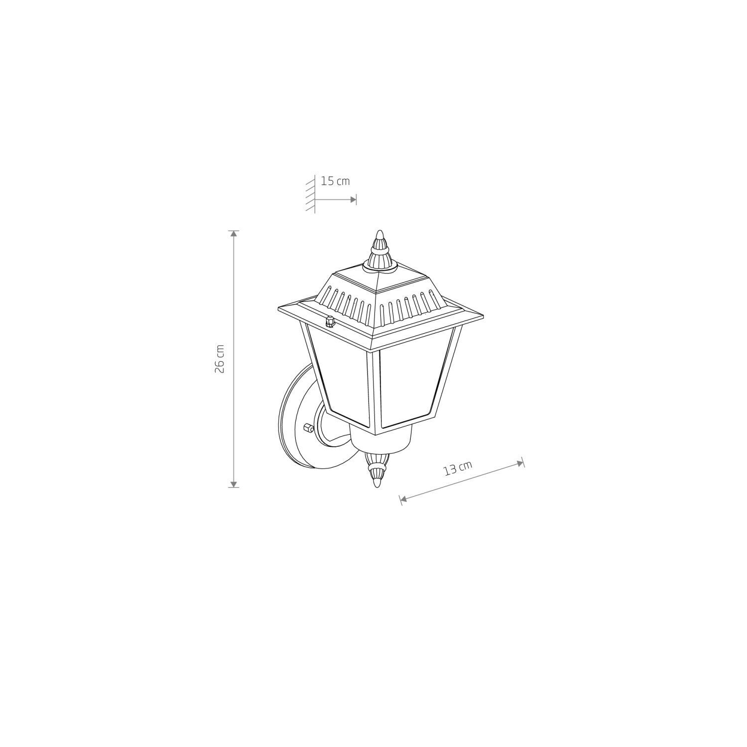 Applique murale extérieure IP44 noir E27 H : 26 cm Rustique