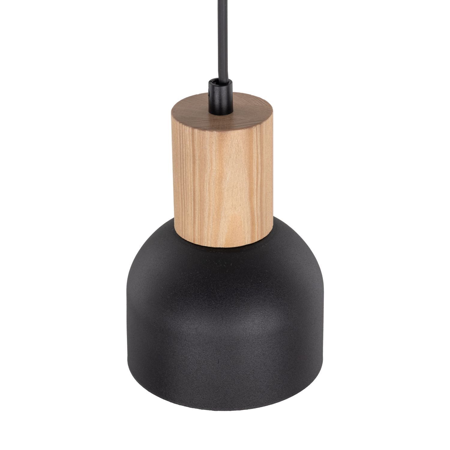 Suspension métal bois Ø 11,5 cm petit E27 Scandinave Lampe