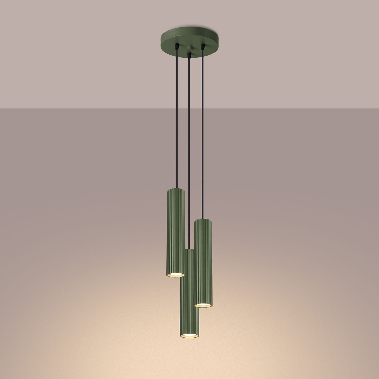 Suspension réglable H : max. 108 cm Vert 3-flamme GU10 Leuchter, Lampe