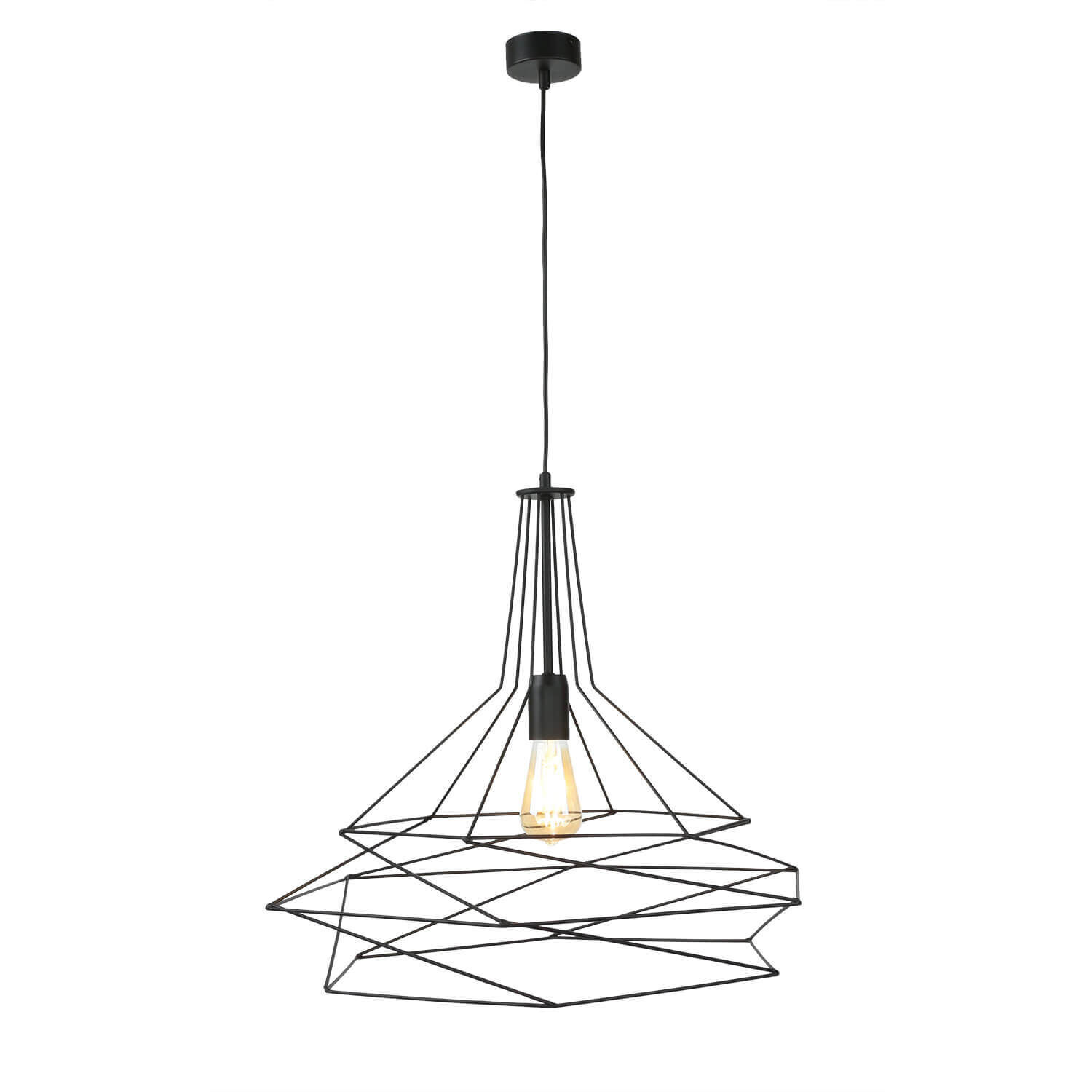 Suspension fil noir géométrique table à manger