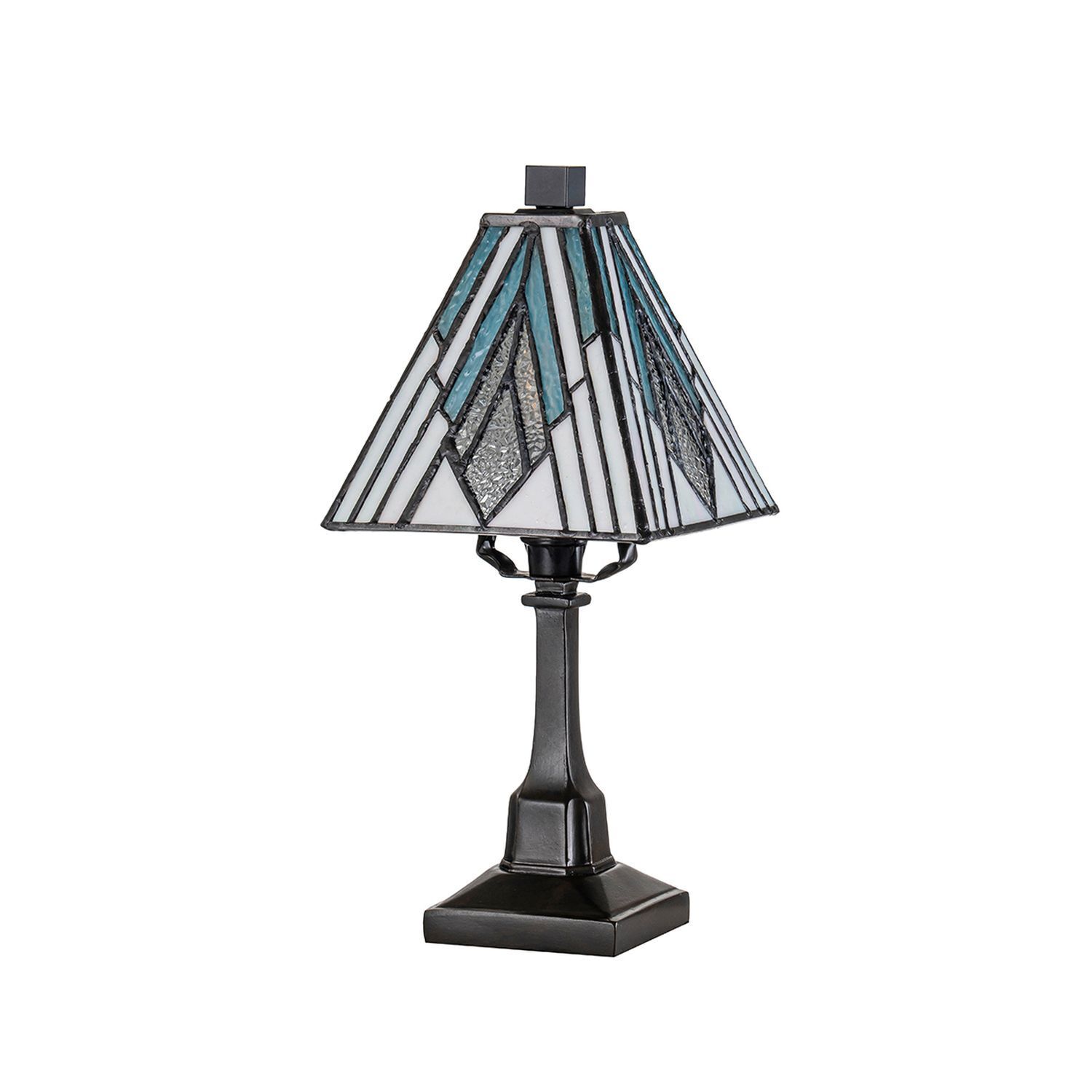 Lampe de table style Tiffany E27 verre coloré métal petit H : 32 cm