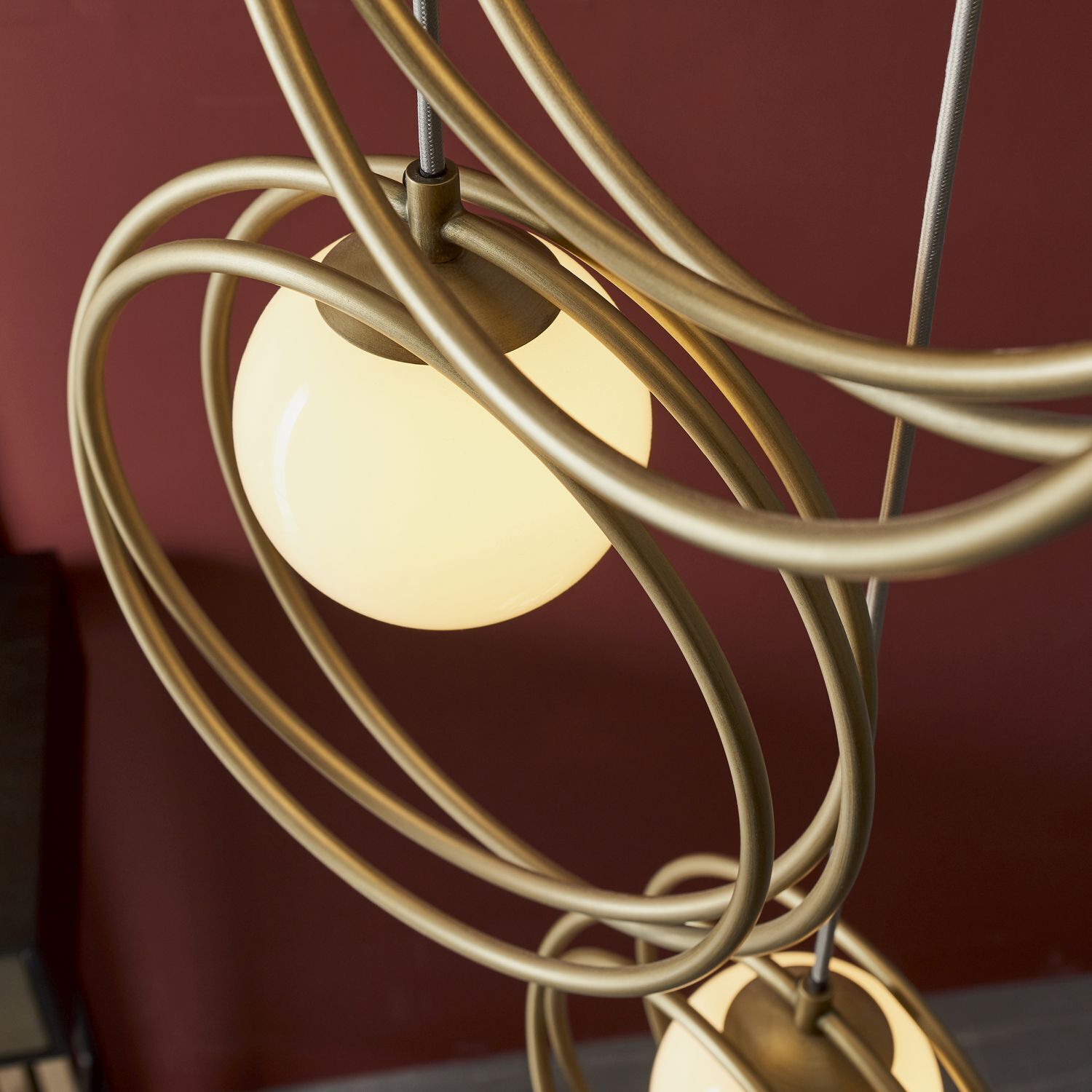 Lampe à suspendre 3 flammes métal verre hauteur réglable or blanc G9