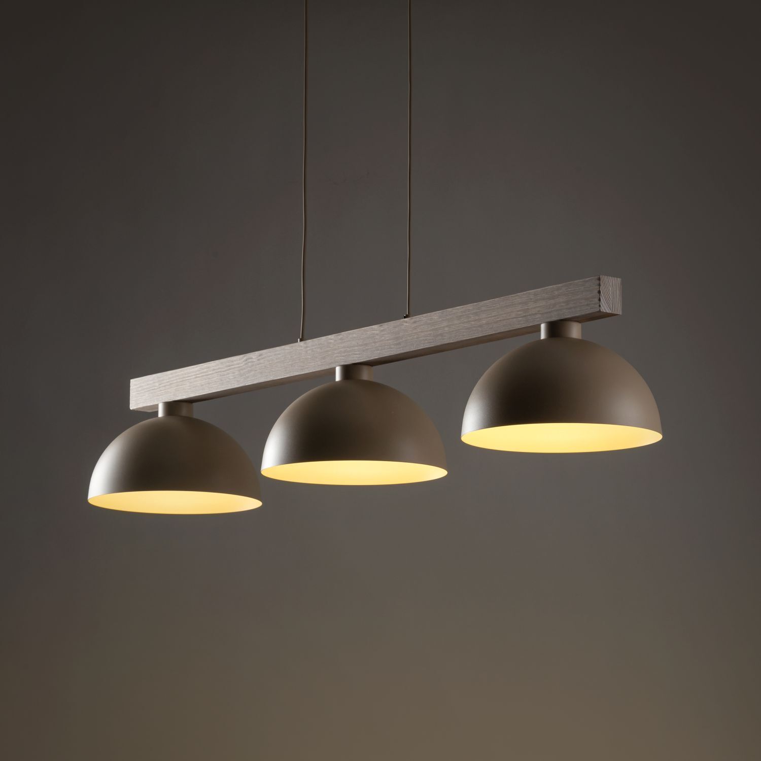 Pendelleuchte Beige Holz Metall 118 cm E27 3-flammig de, de