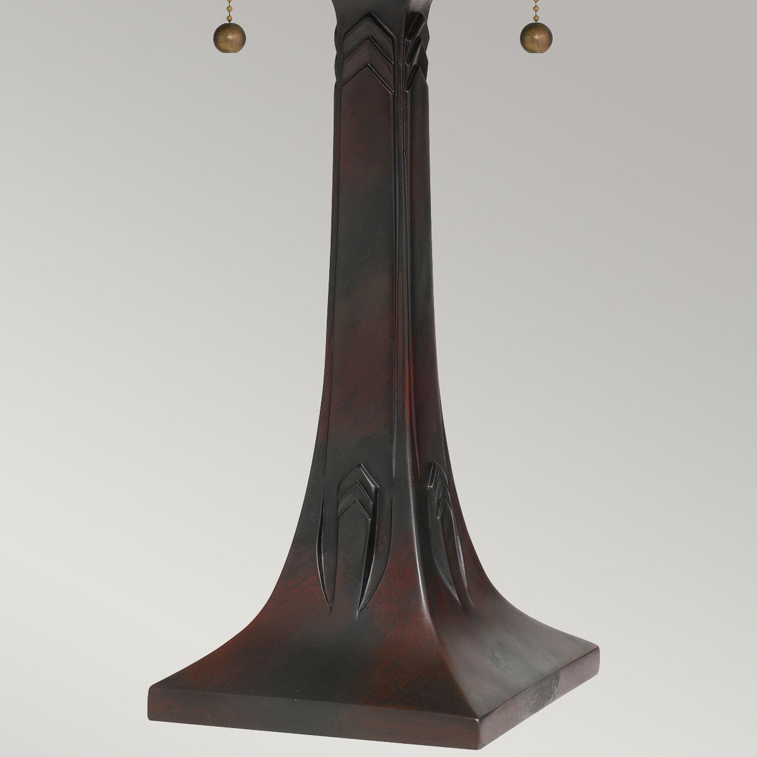 Tischleuchte Zugschalter 62,9 cm hoch Tiffany Stil 2x E27 Holz, Lampe, Artikelbezeichnung: Standfußlampe, Deko, Dekoration