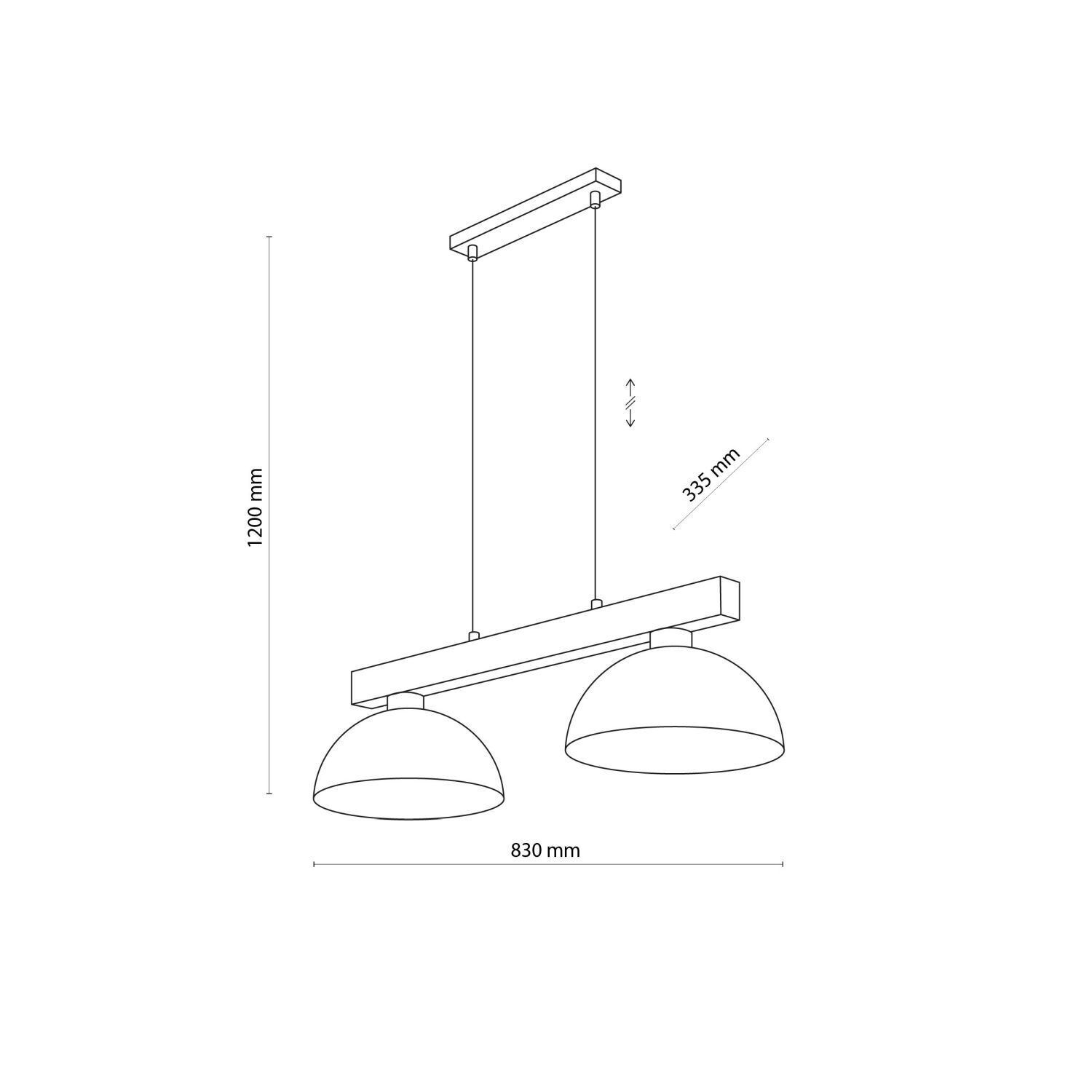 Suspension blanc métal bois allongé E27 Skandi