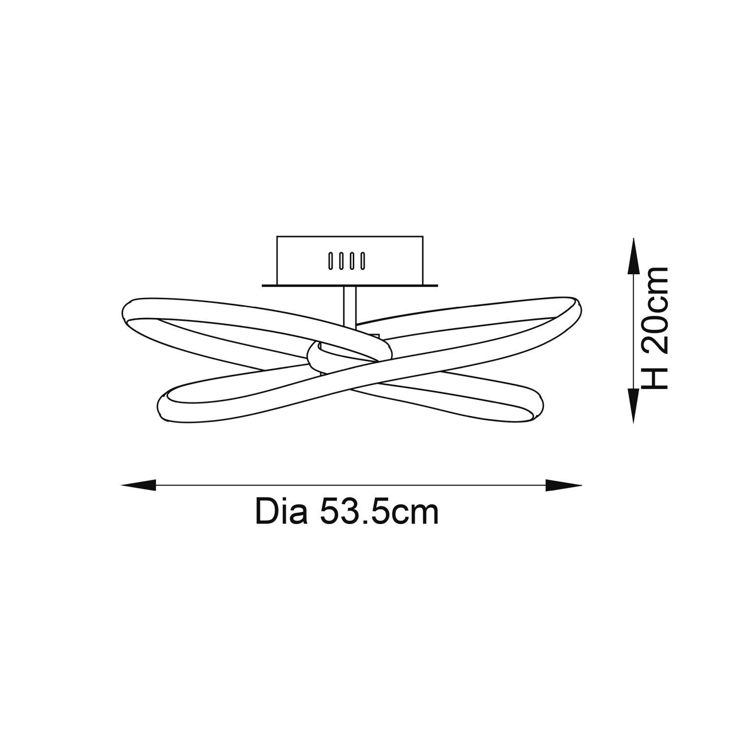 Plafonnier LED noir L : 53,5 cm blanc chaud 3000 K métal