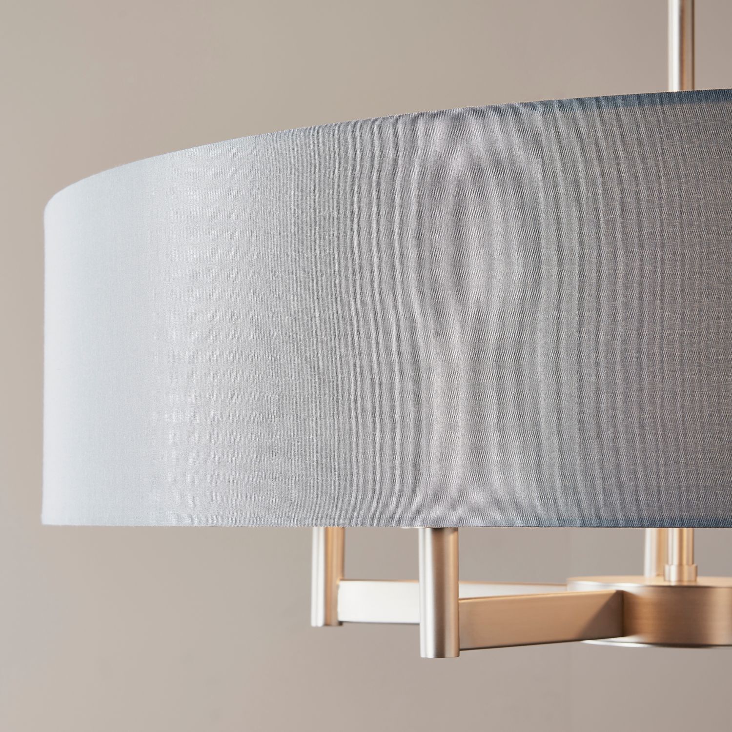 Lampe à suspendre ronde Ø 80 cm tissu métal 5x E27 en nickel gris