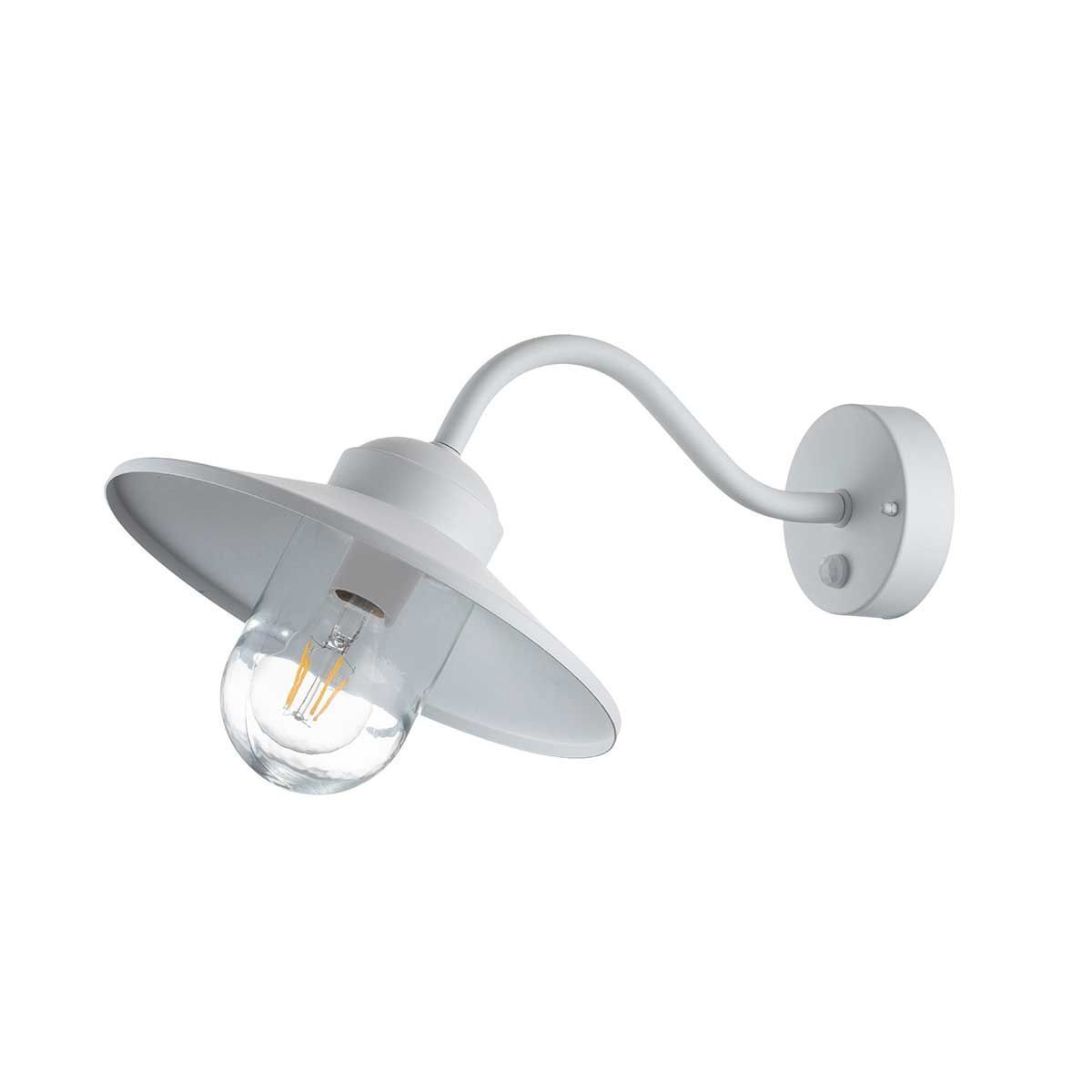 Lampe murale extérieure Détecteur de mouvement Acier inoxydable Verre IP44 E27 Blanc Badezimmer, Drinnen, Zimmer, Duscharmatur, Leicht
