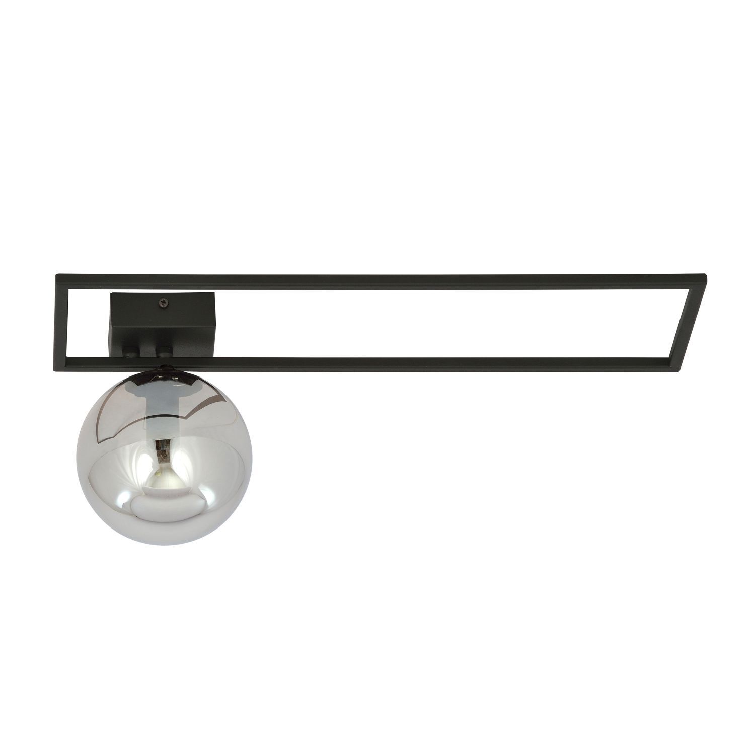Plafonnier Noir Gris E14 50 cm Abat-jour sphérique Verre Métal