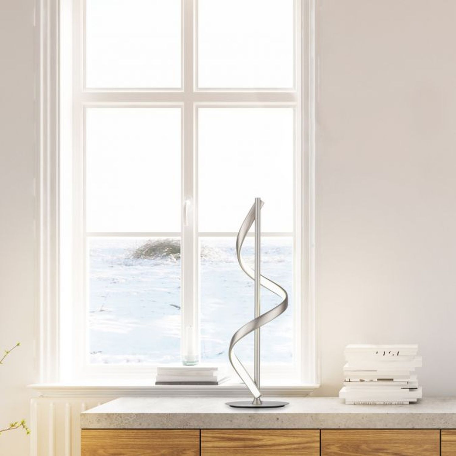 LED Tischlampe dimmbar 50 cm Fernbedienung 10 W Silber Lampe, Fenster