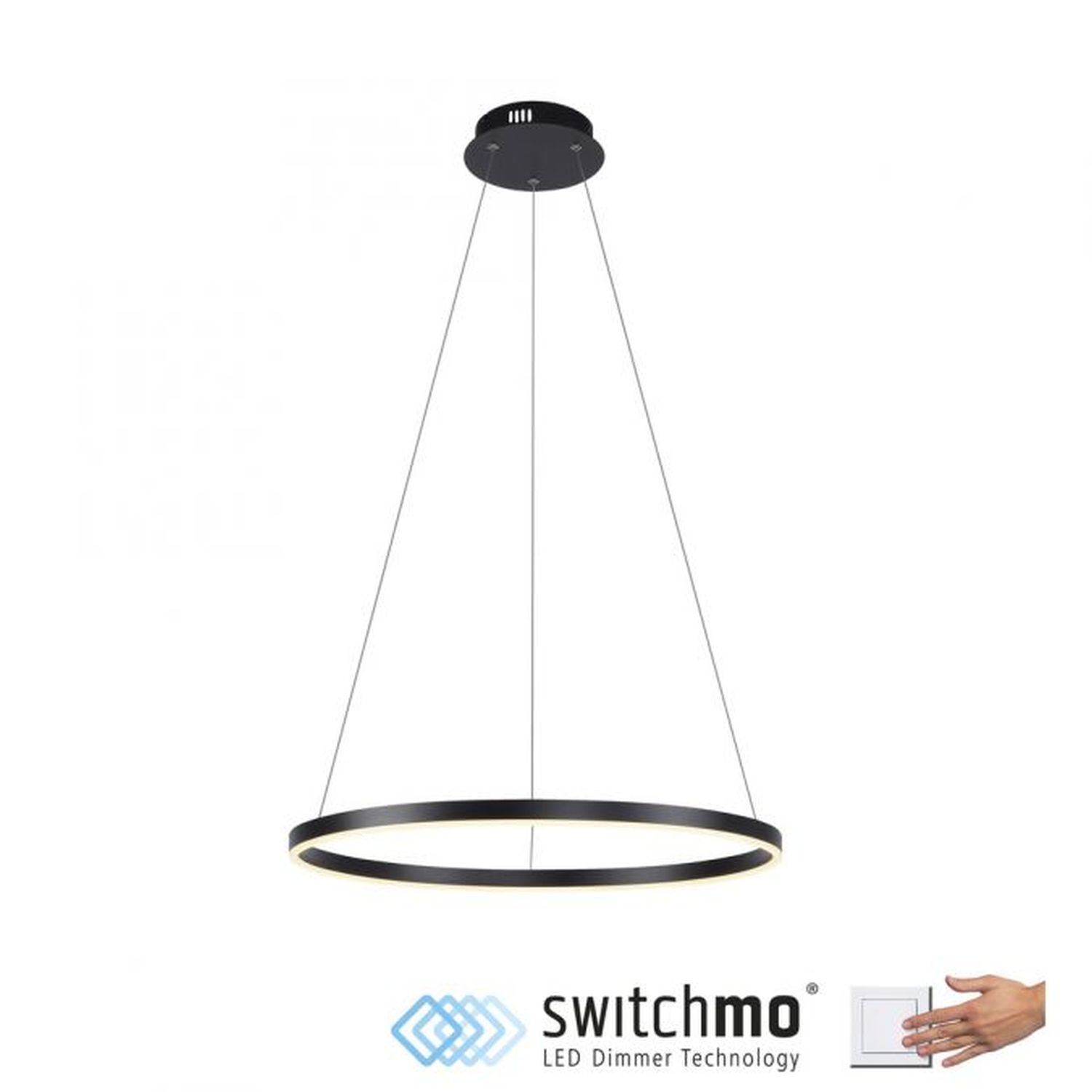 Suspension LED à intensité variable Noir Ø58,5 cm 3000 K 28 W