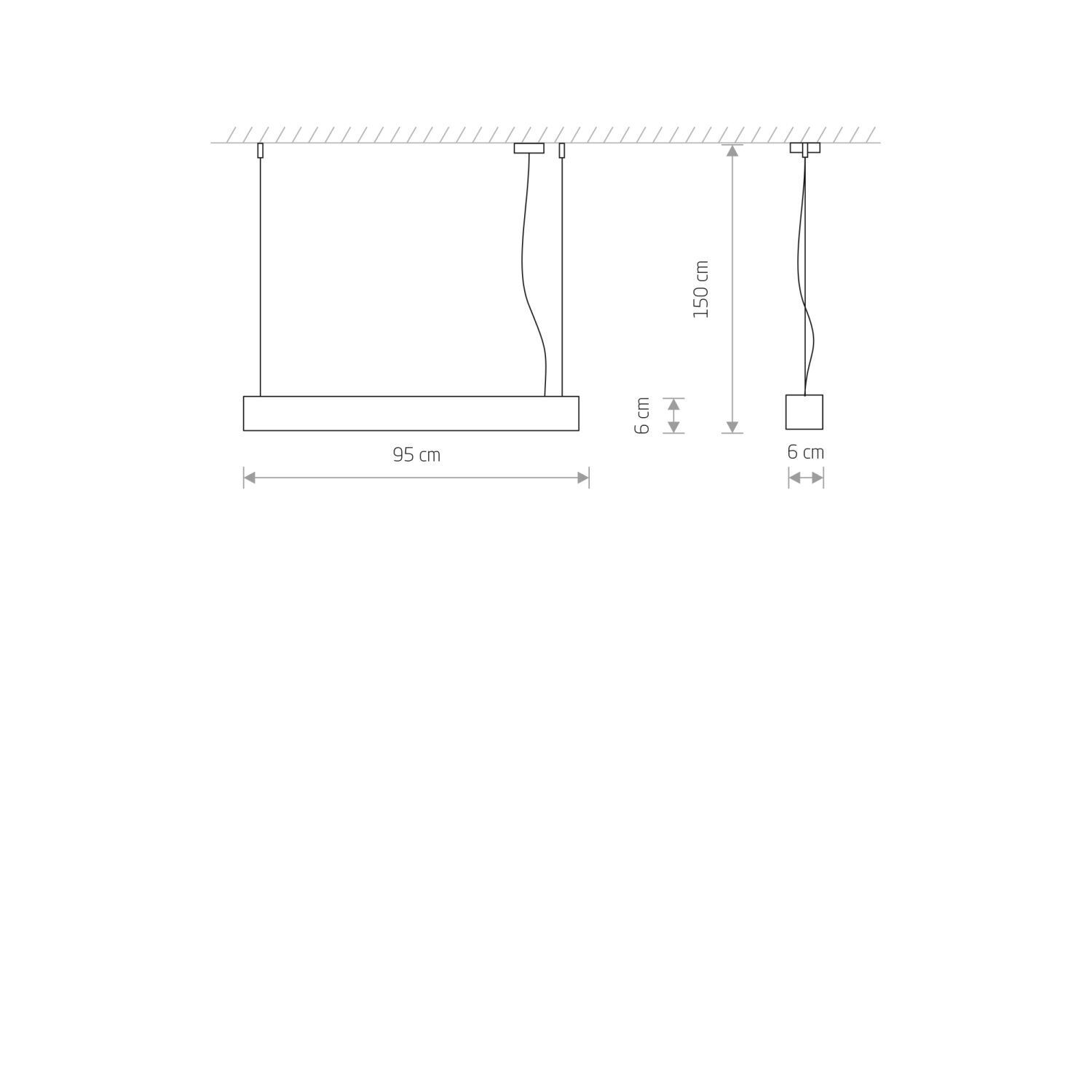 Suspension Blanc 3000 K 2300 lm T8 LED allongée 95 cm