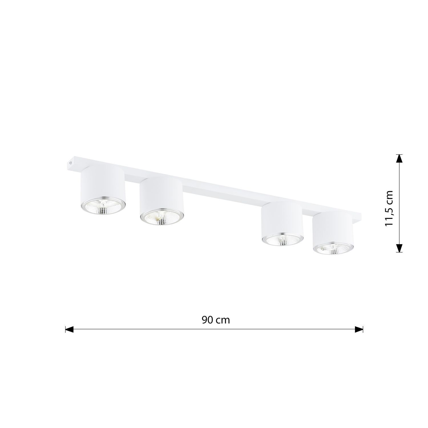Plafonnier en métal blanc 90 cm de long 4-flamme GU10 AR111