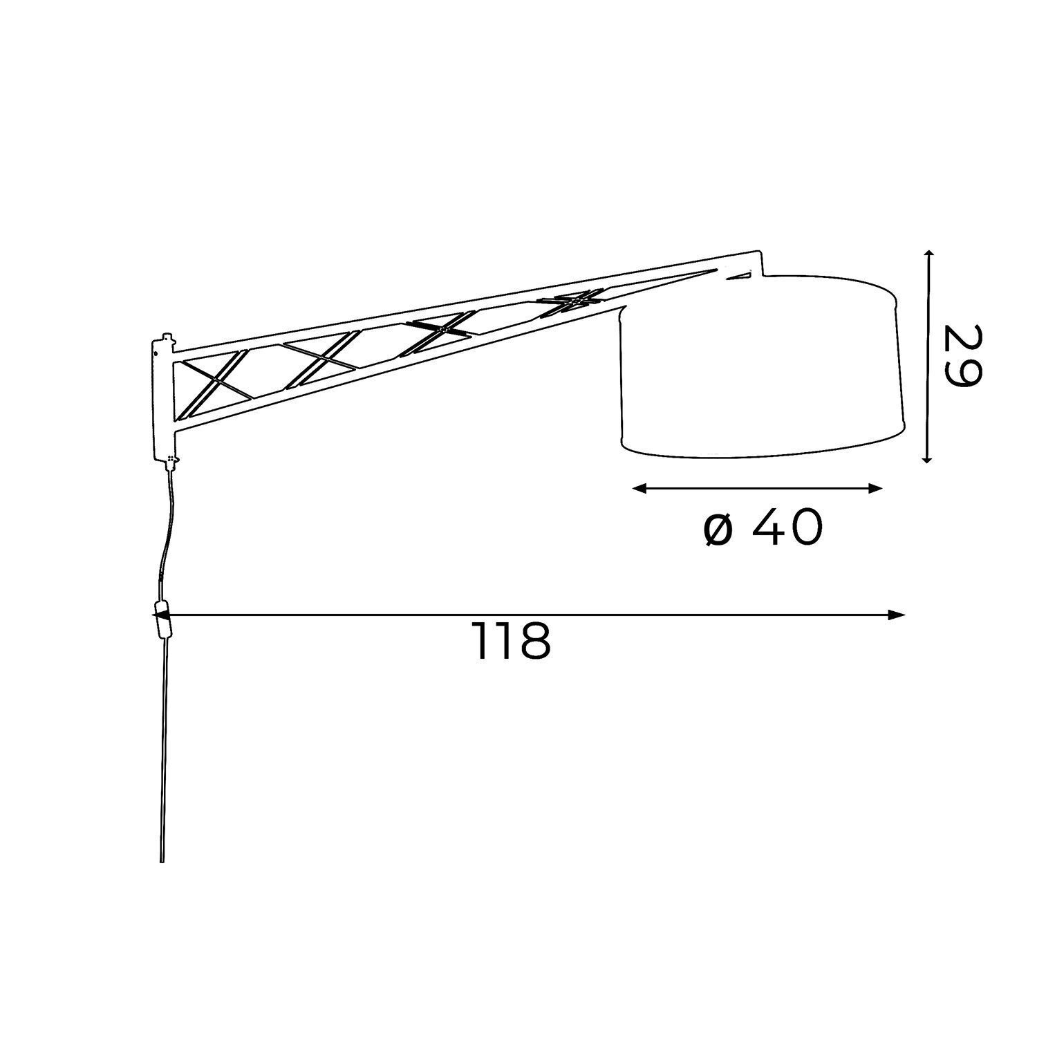 Applique noire P:118 cm E27 avec interrupteur Applique