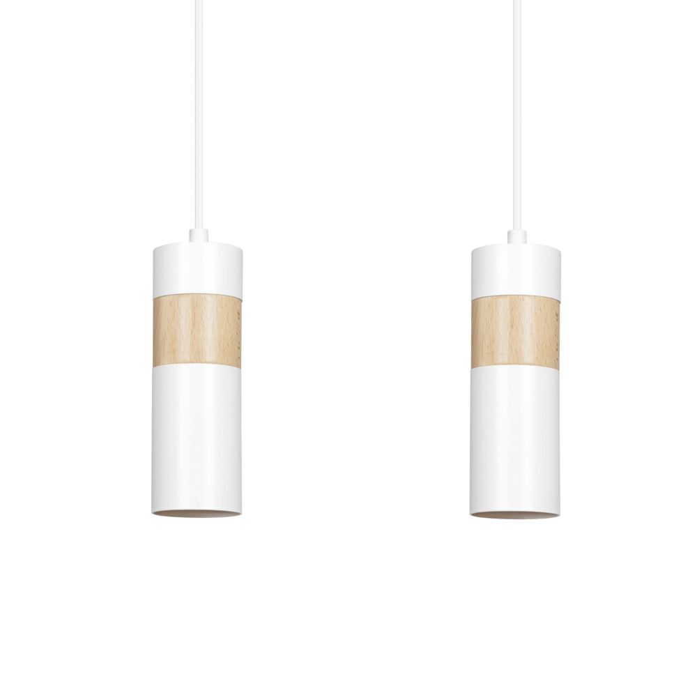 Lampe à suspendre Scandinave Métal Bois Blanc 3x GU10