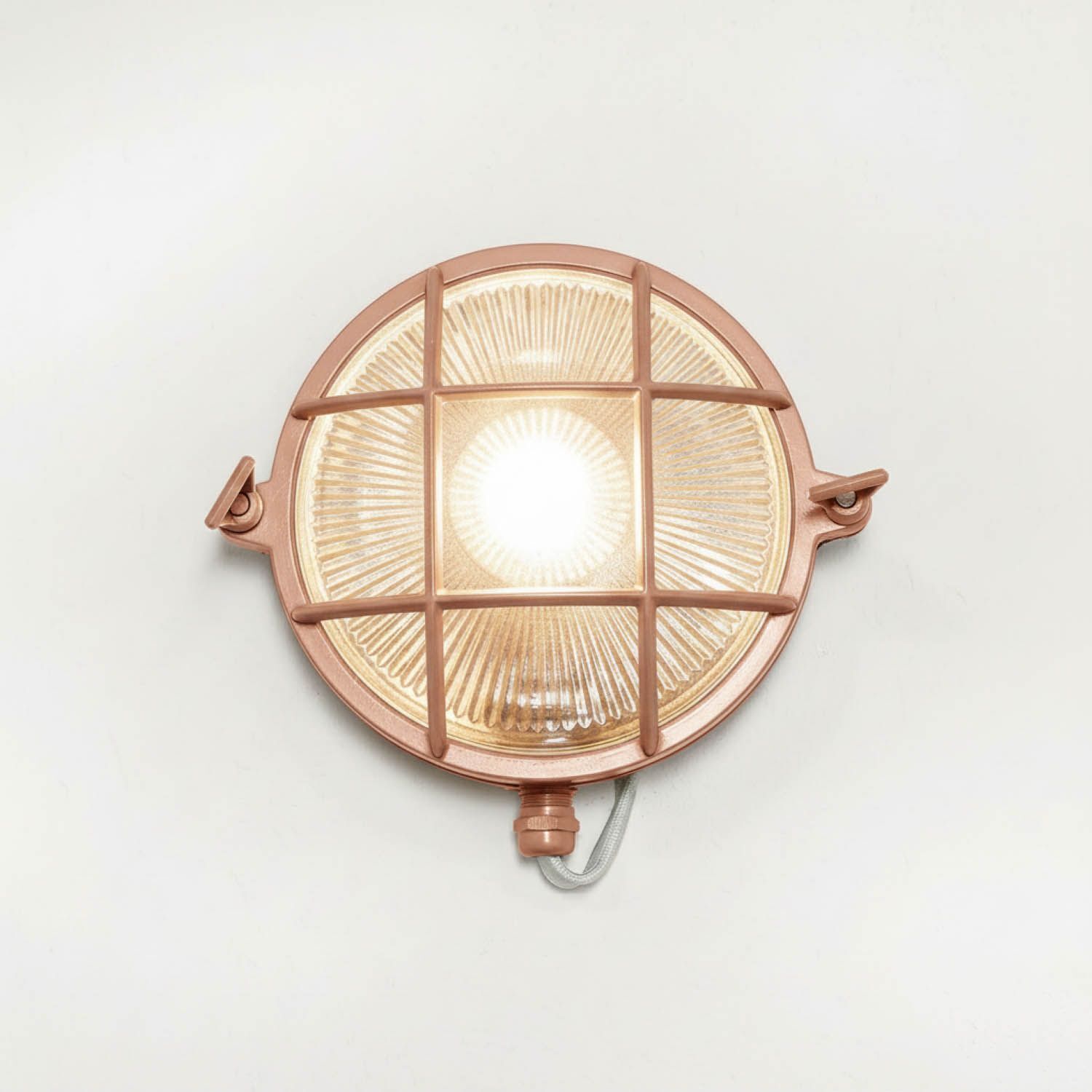 Kellerlampe Echt-Messing Glas D: 24 cm IP64 in Kupfer Leuchte