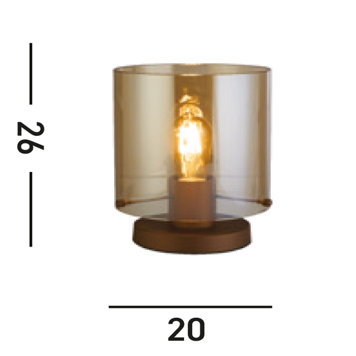 Lampe de table avec interrupteur moka ambre 25,5 cm E27