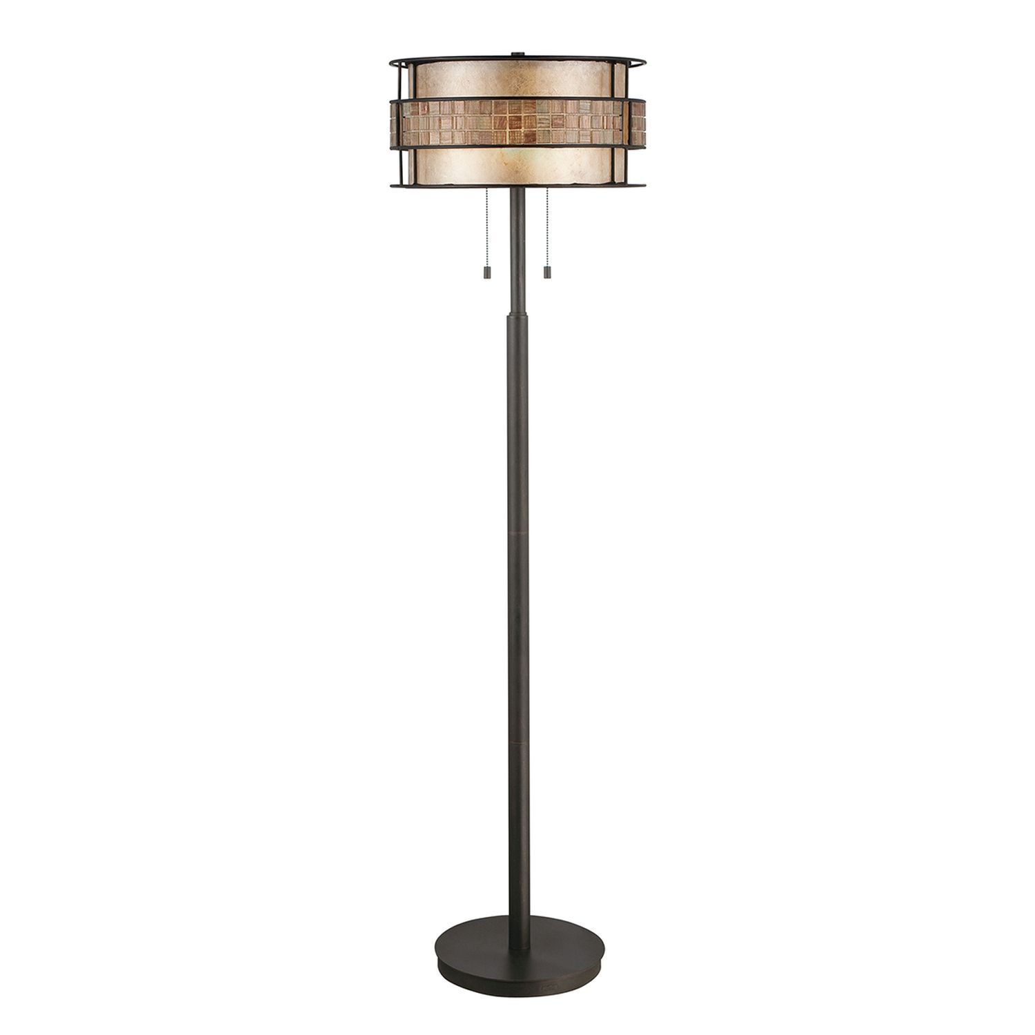 Lampadaire LARA Mica verre métal 1,52m Ø40cm Lampe