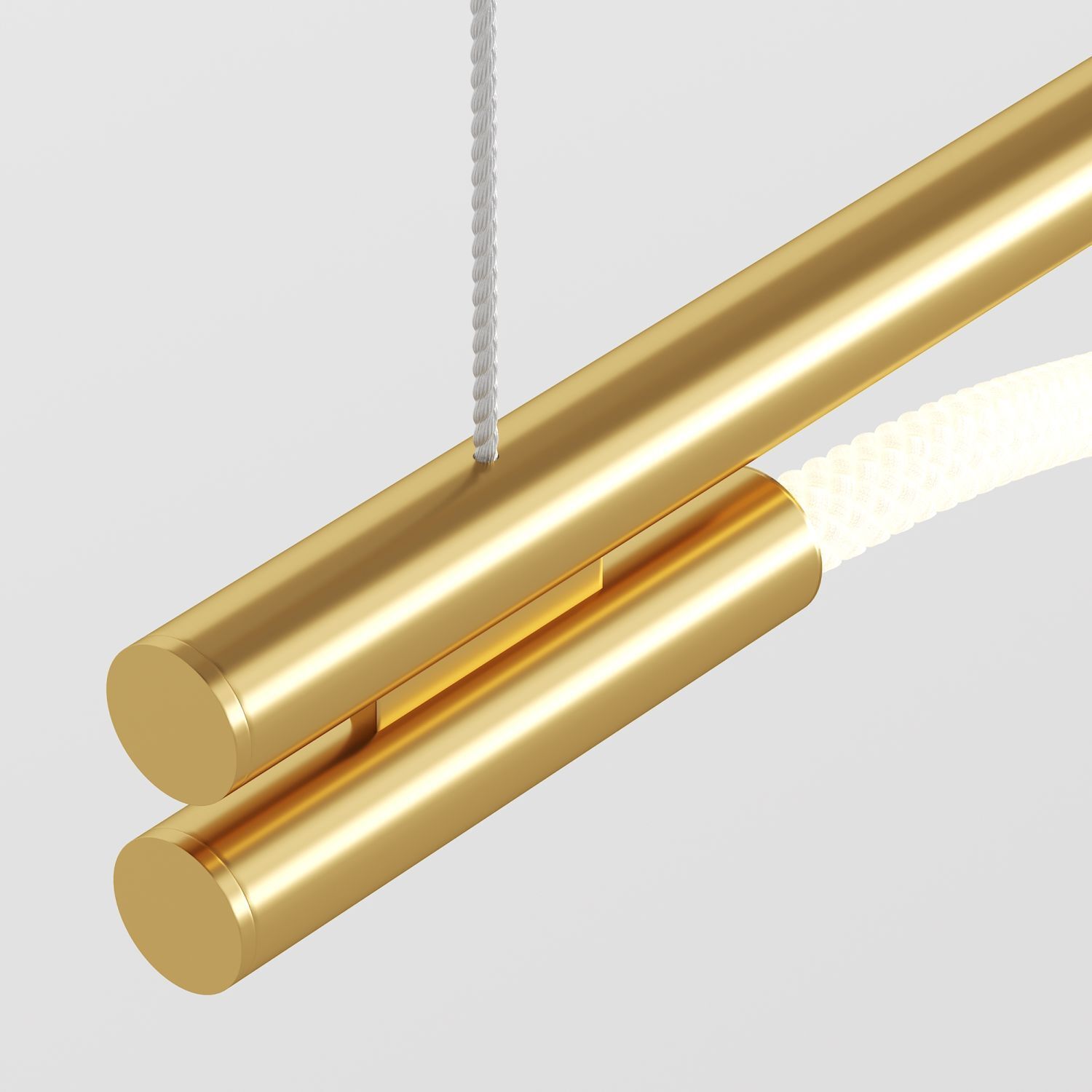 Suspension à LED en aluminium doré blanc allongé 910 lm