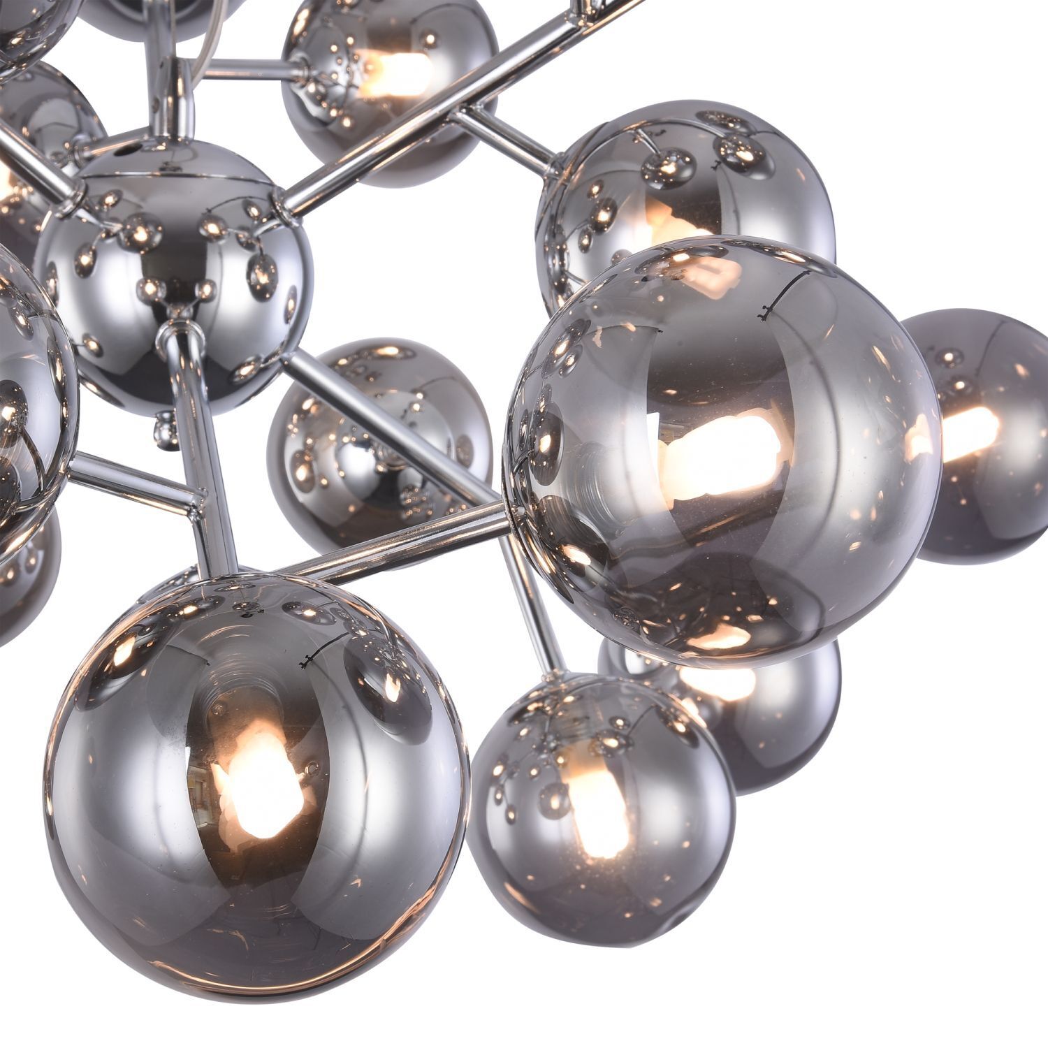 Suspension Métal Verre fumé L : 65 cm Chrome Gris fumé